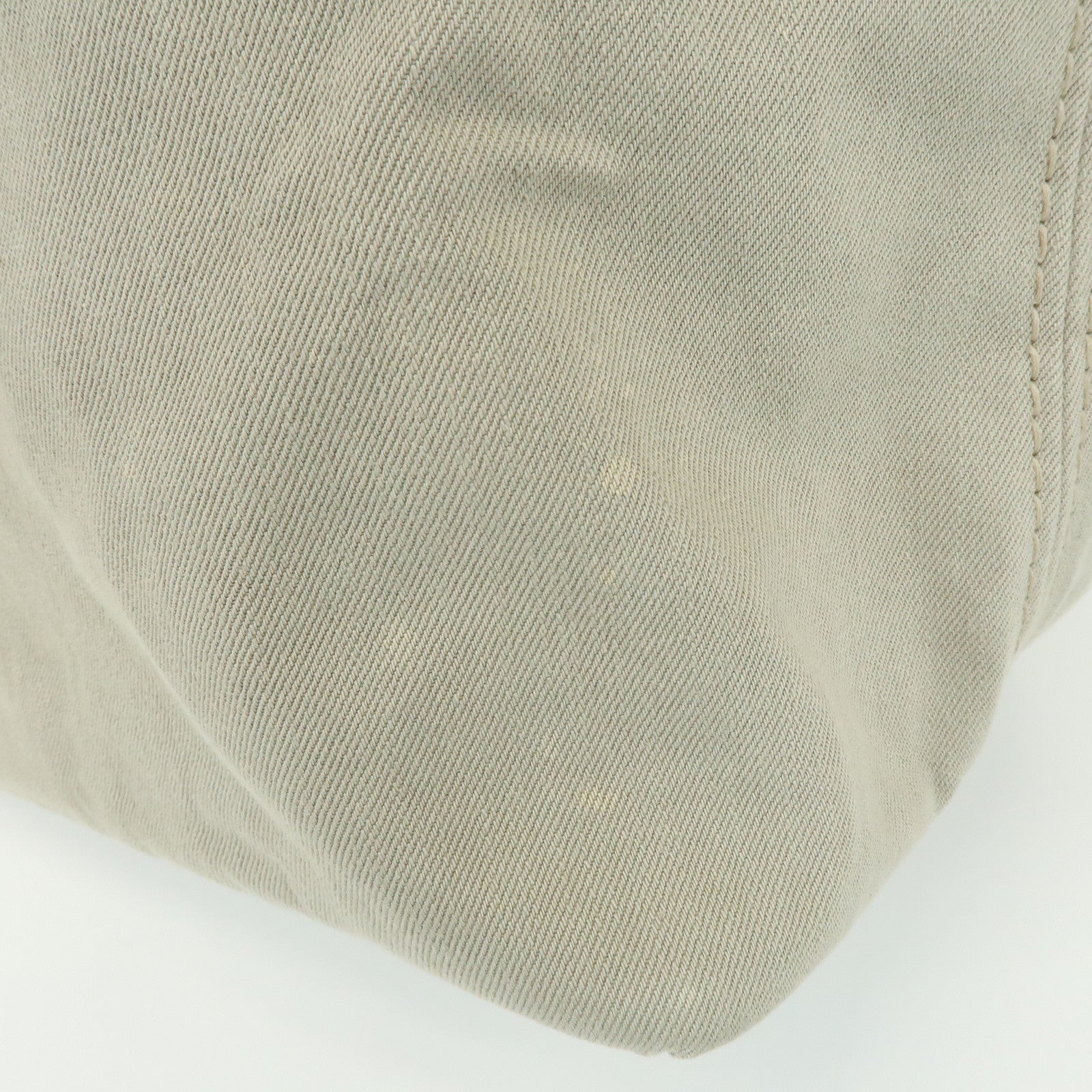 PRADA Triangle Logo Denim Tote Bag Shoulder Bag Light Beige BN2091