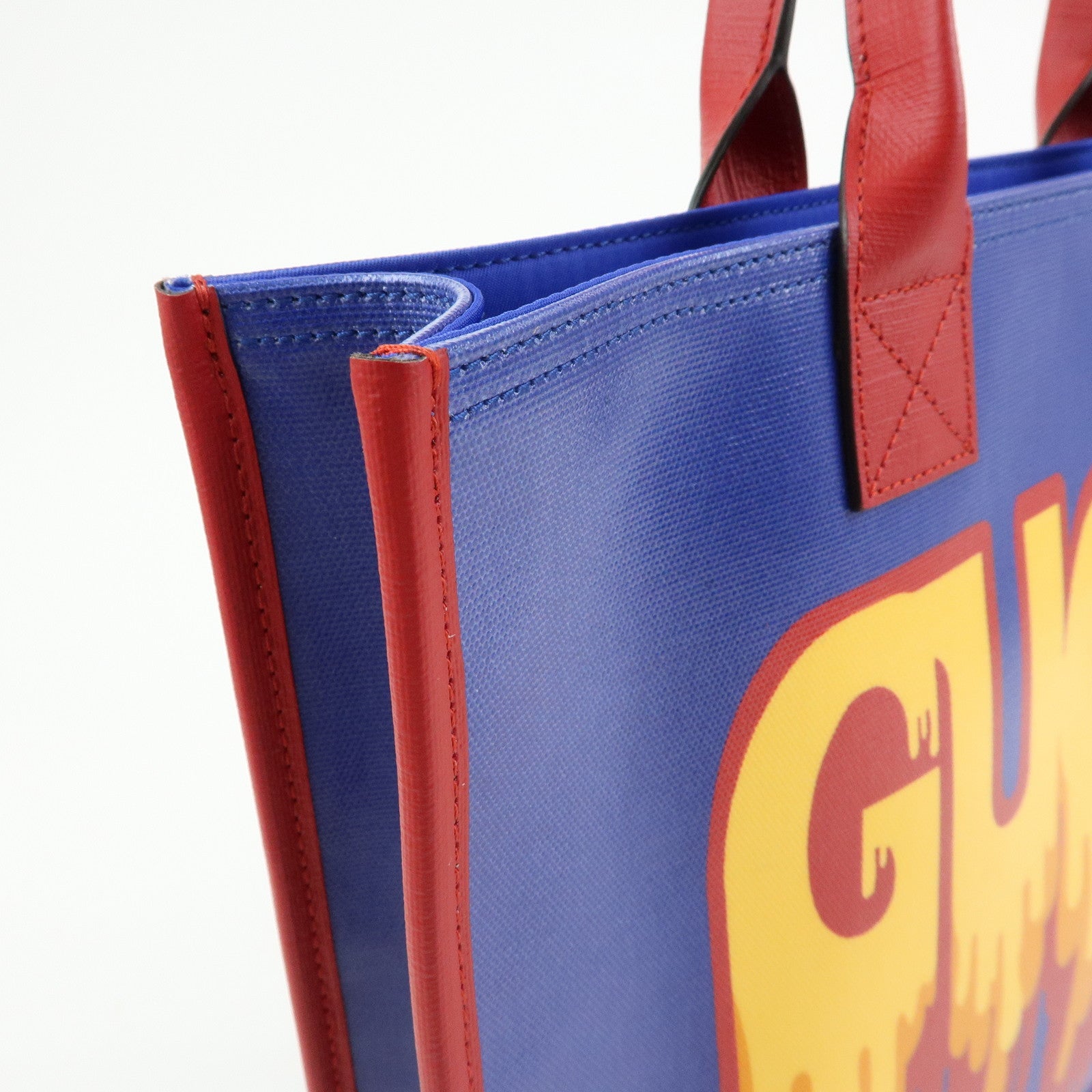 GUCCI Children's PVC Leather Tote Bag Hand Bag Blue Red 550763
