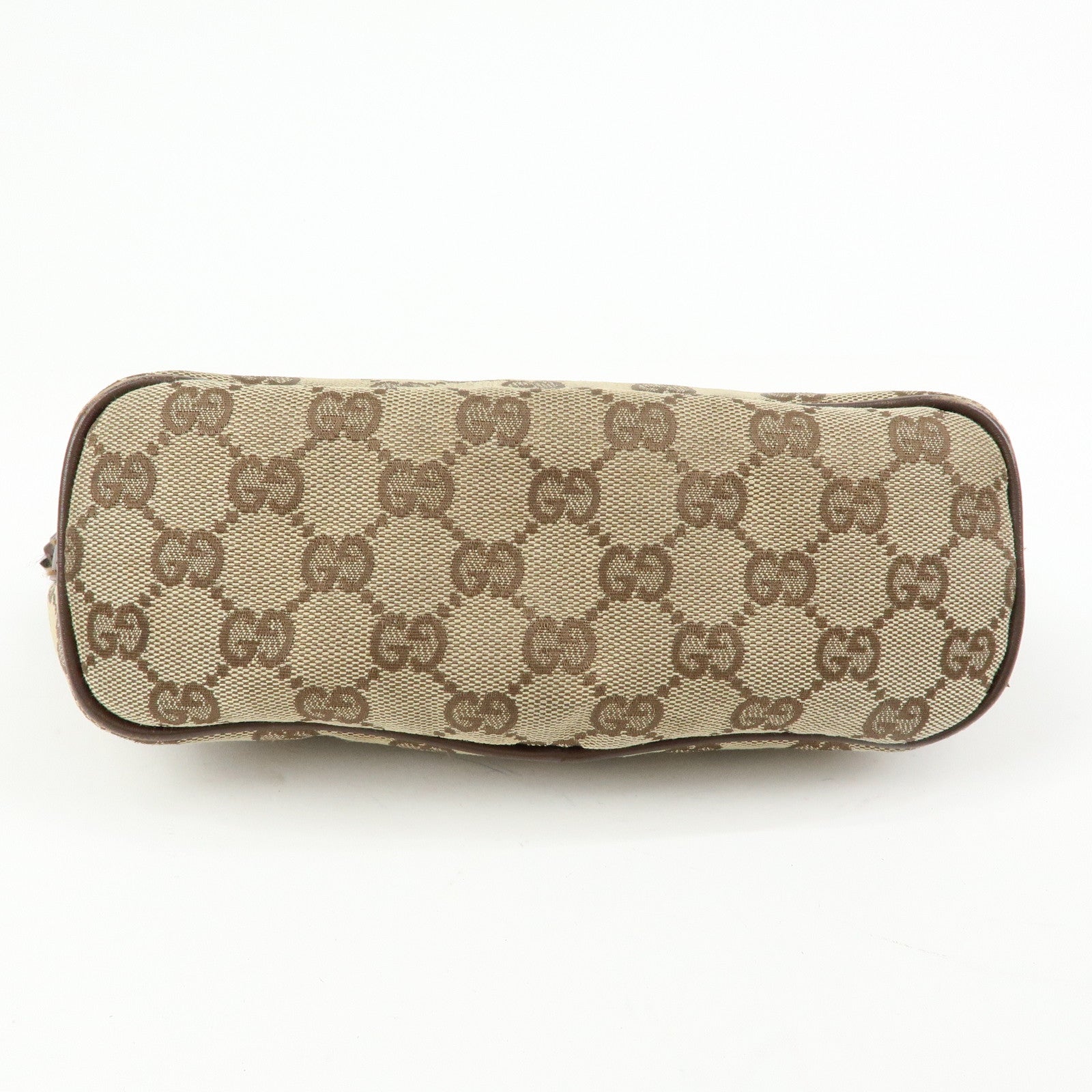 GUCCI Boat Bag GG Canvas Hand Bag Accessory Pouch Beige Brown 07198