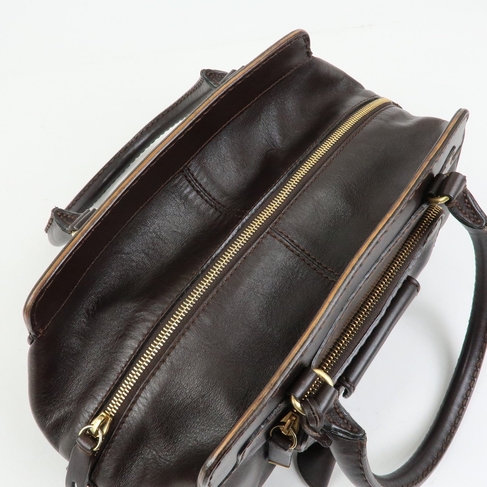 TOD'S Logo Leather Shoulder Bag Hand Bag Brown