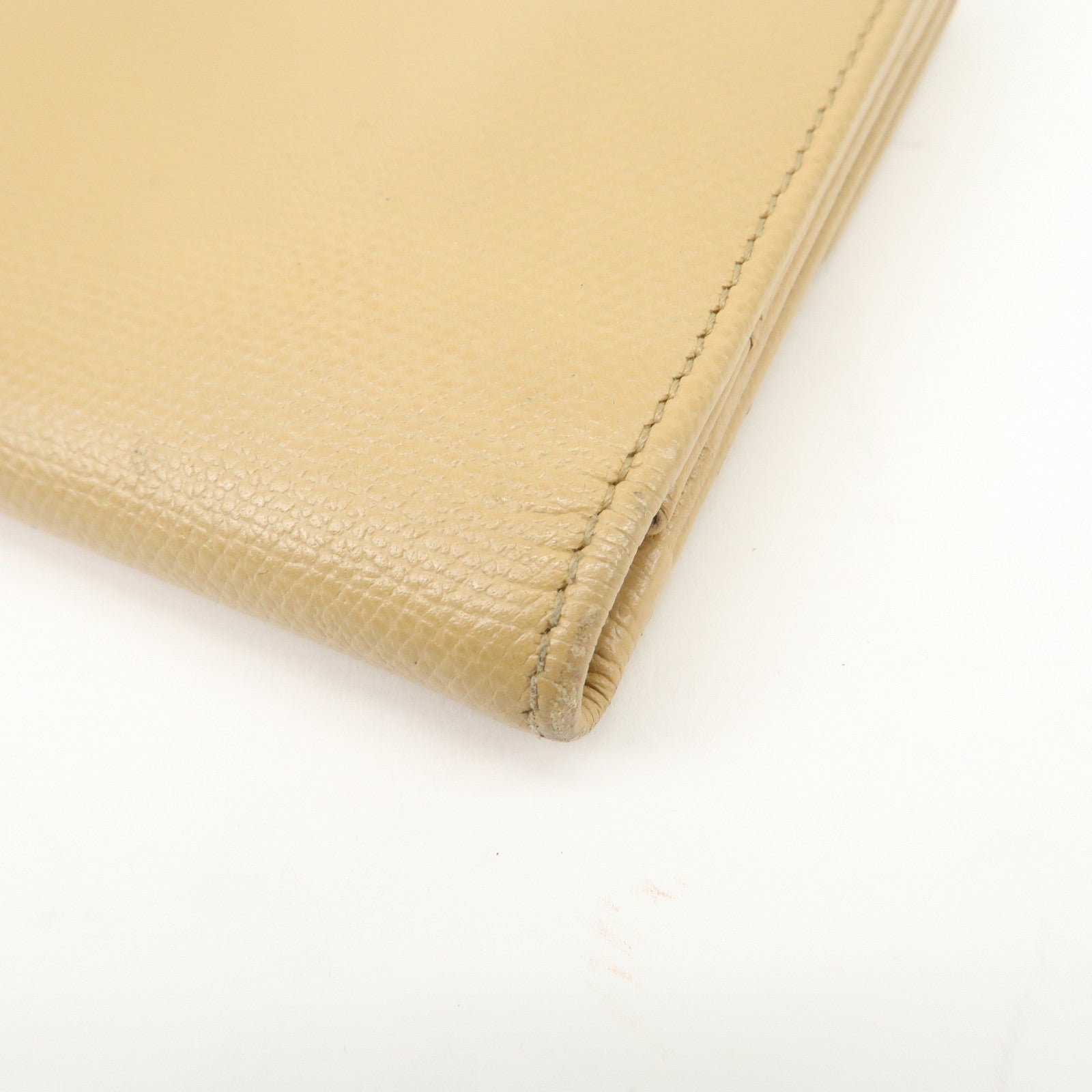 CHANEL COCO Button Leather Double Hook Long Wallet Beige A20905