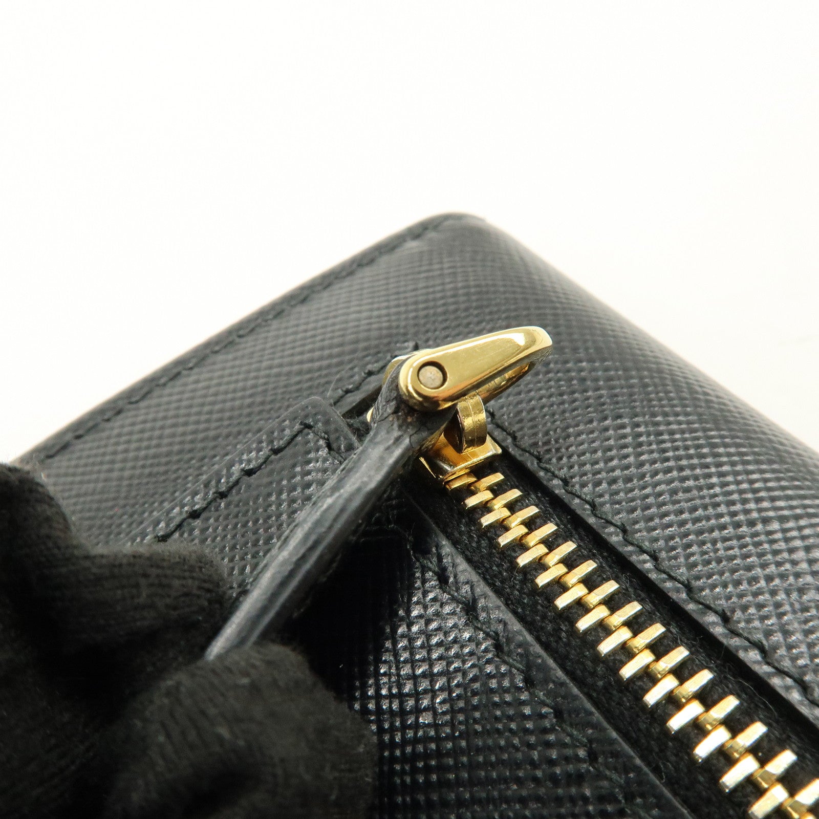 PRADA Triangle Logo Saffiano Leather Bi-fold Flap Wallet Black