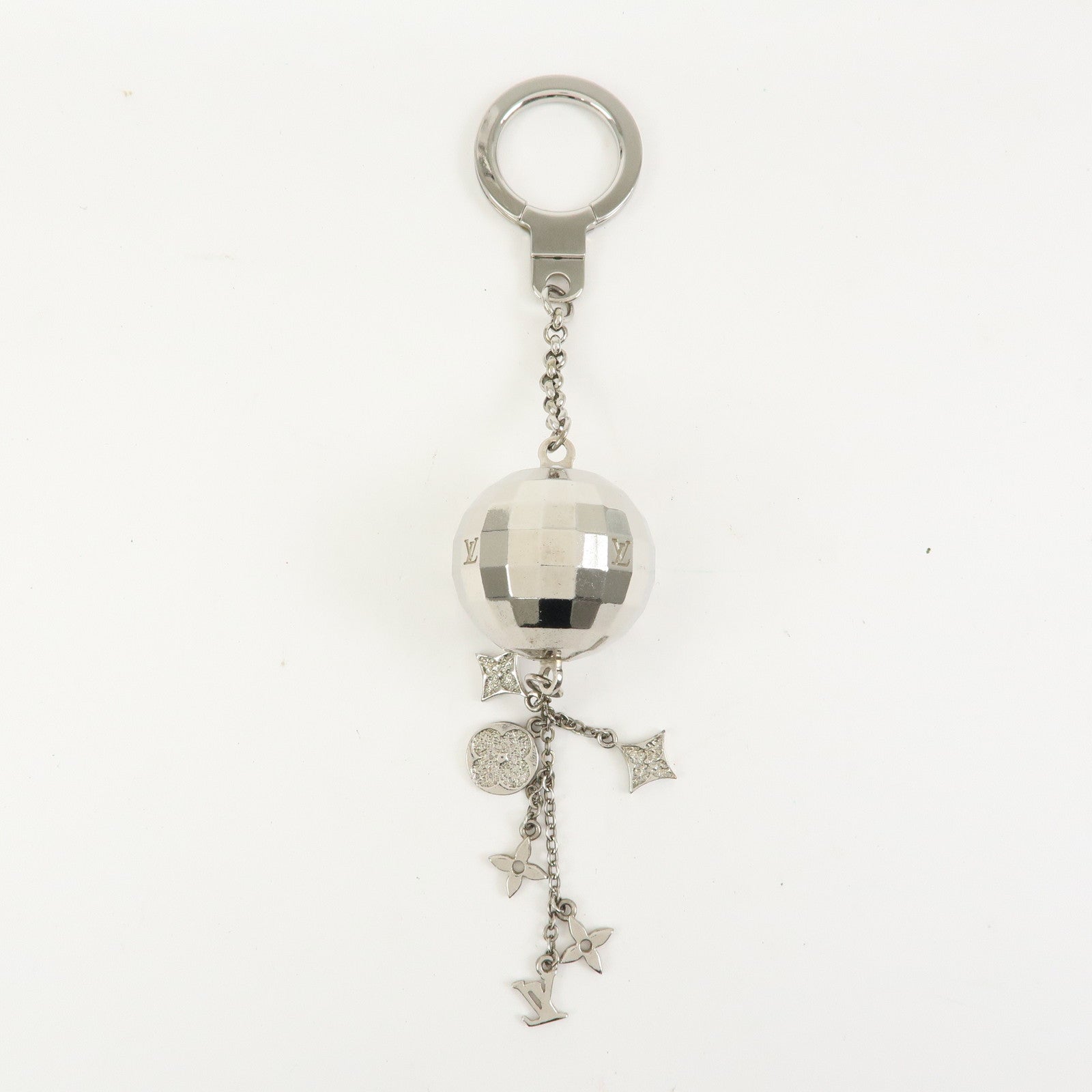 Louis Vuitton Porte Cles Glitter Bag Charm Key Chain Silver M65378