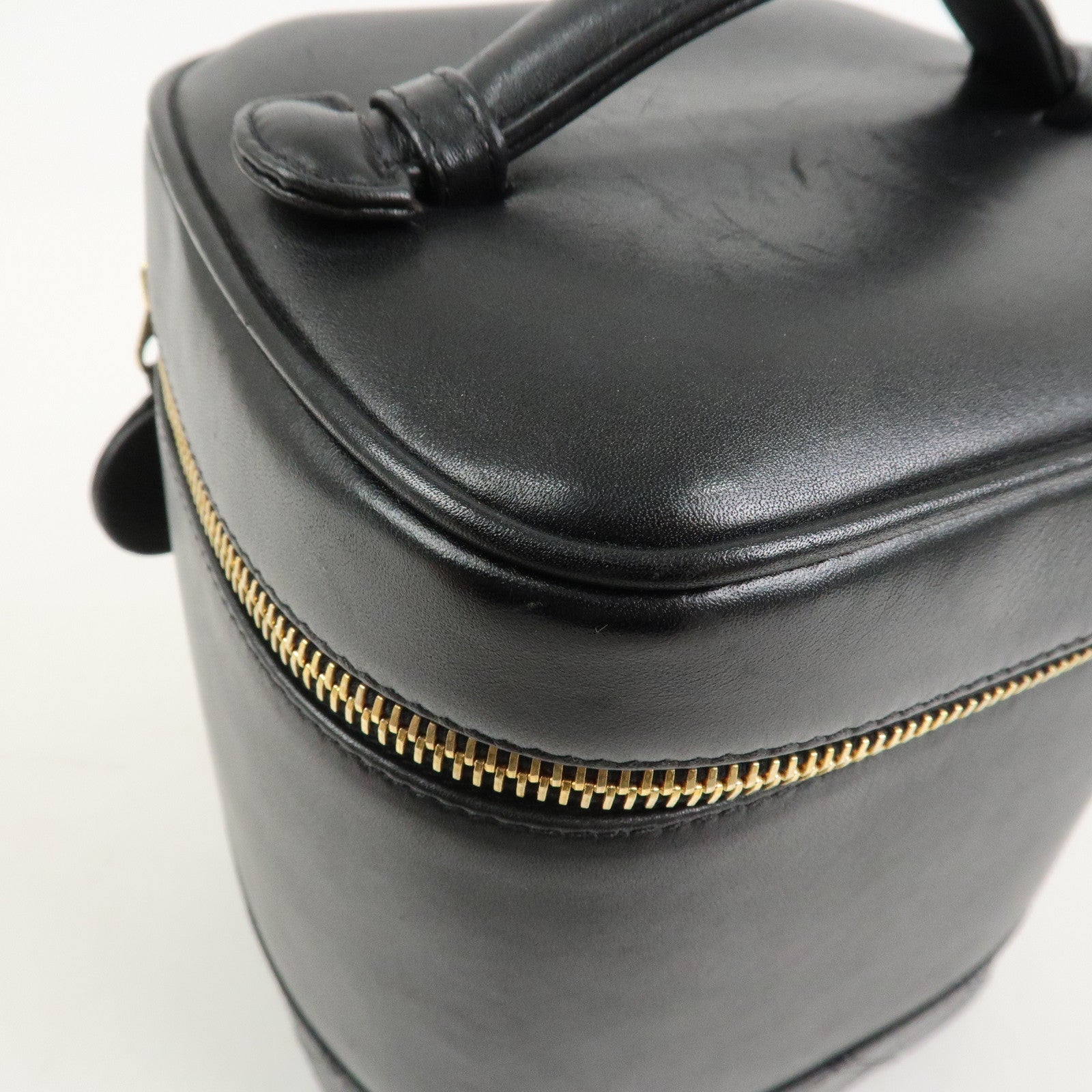 CHANEL Bicolore Lamb Skin Vanity Bag Hand Bag Makeup Bag A01619