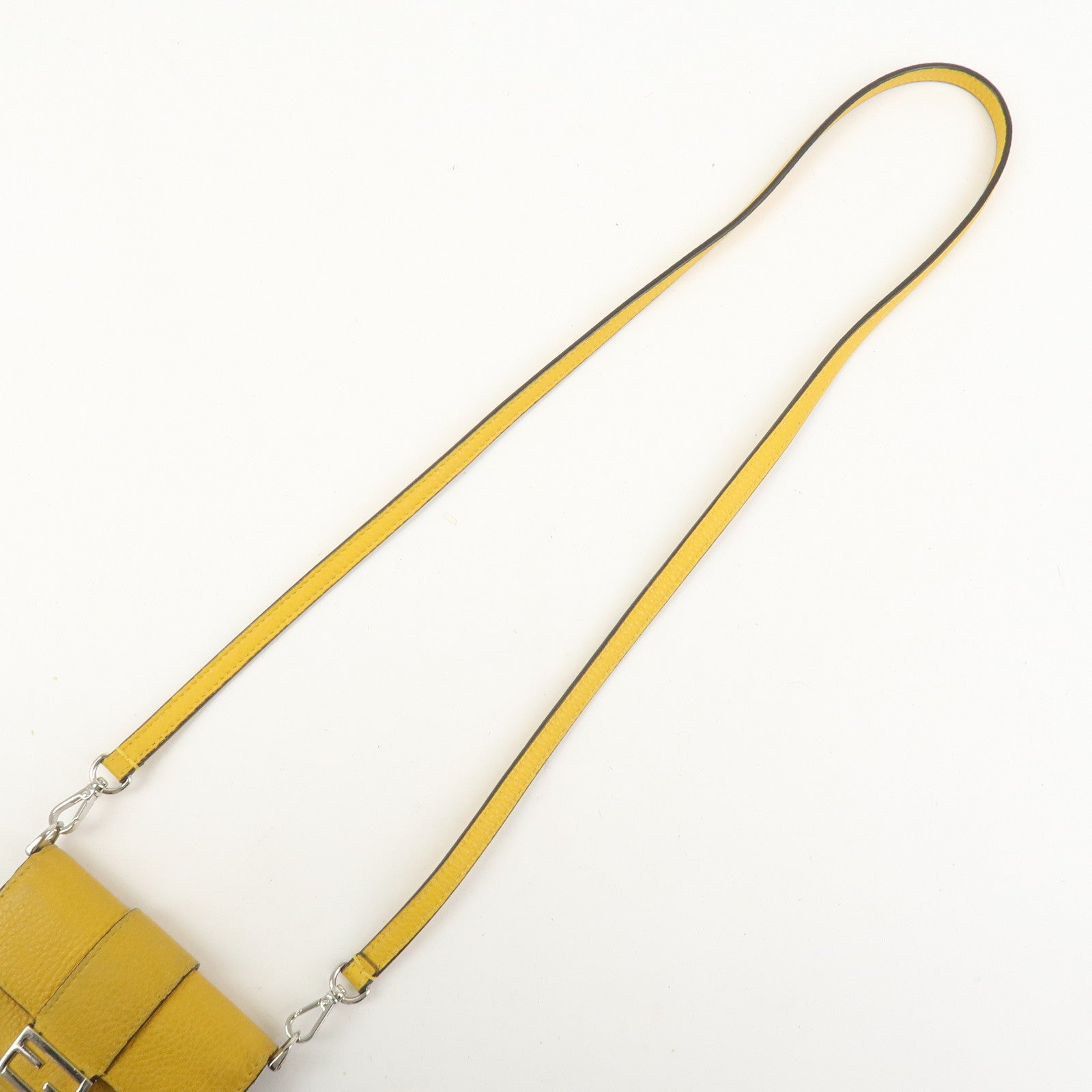FENDI Micro Flat Baguette Leather Mini Shoulder Bag Yellow