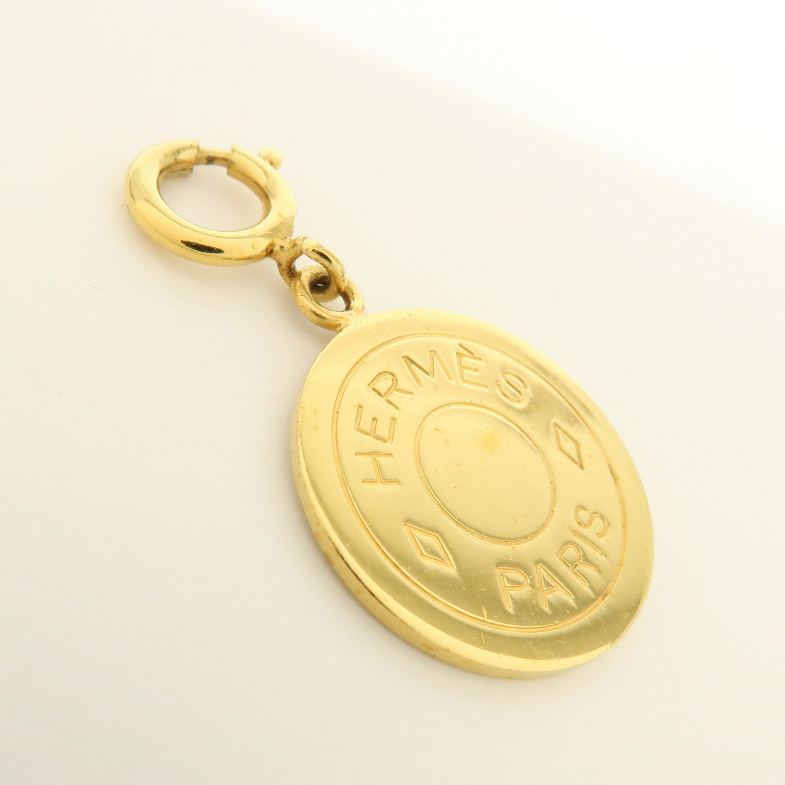 HERMES Sellerie Metal Bag Charm Key Charm Gold