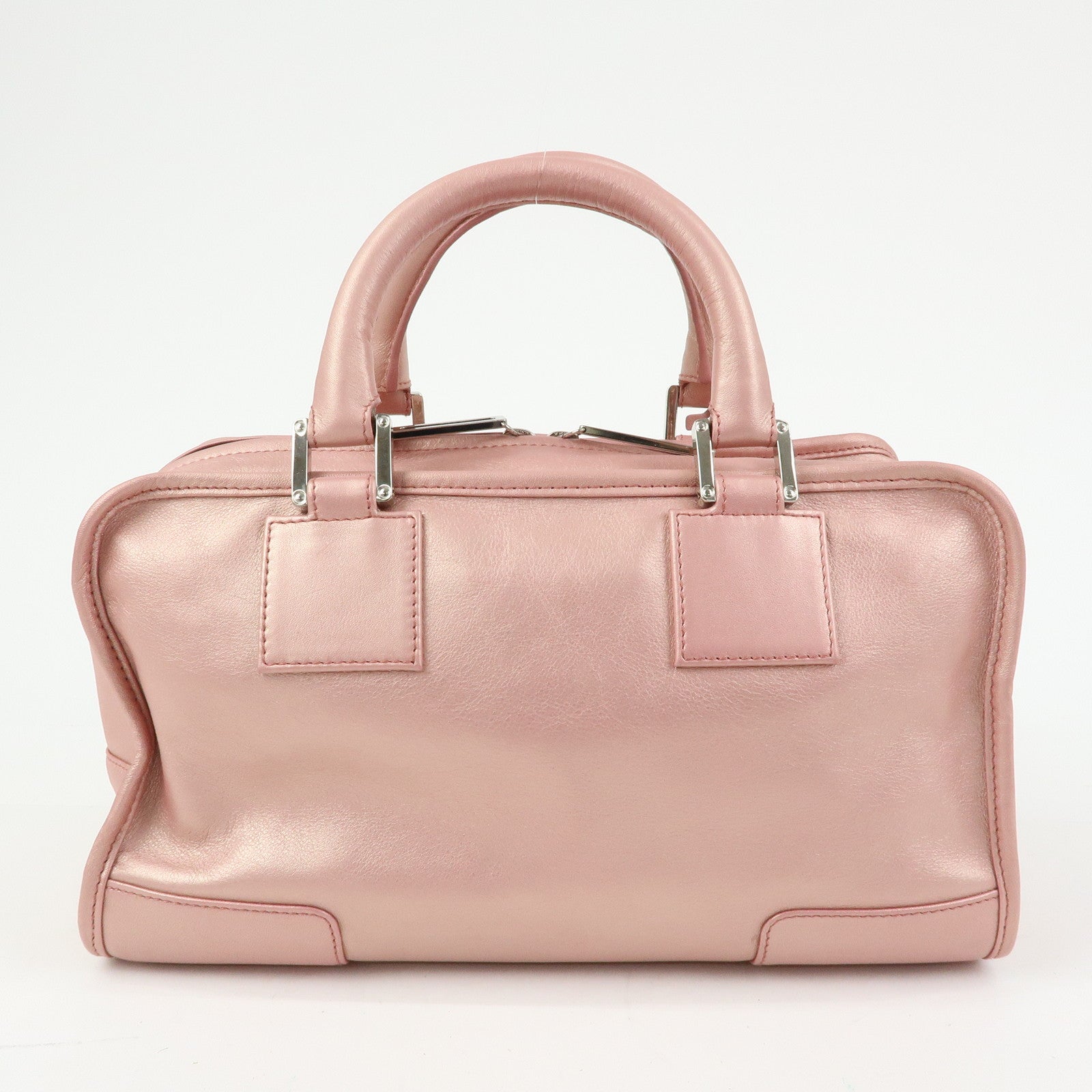 LOEWE Anagram Amazona 28 Leather Hand Bag Metallic Pink