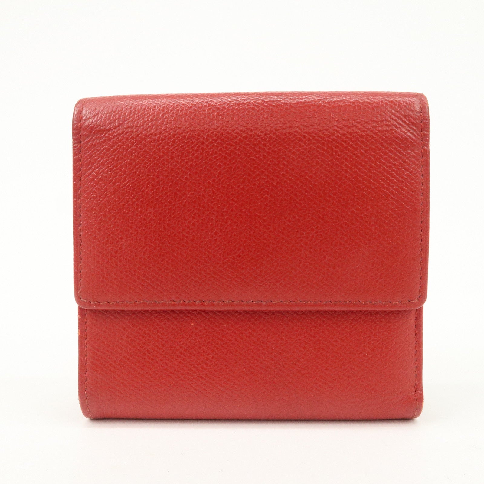 CHANEL COCO Button Leather Double Hook Compact Wallet Red A20902