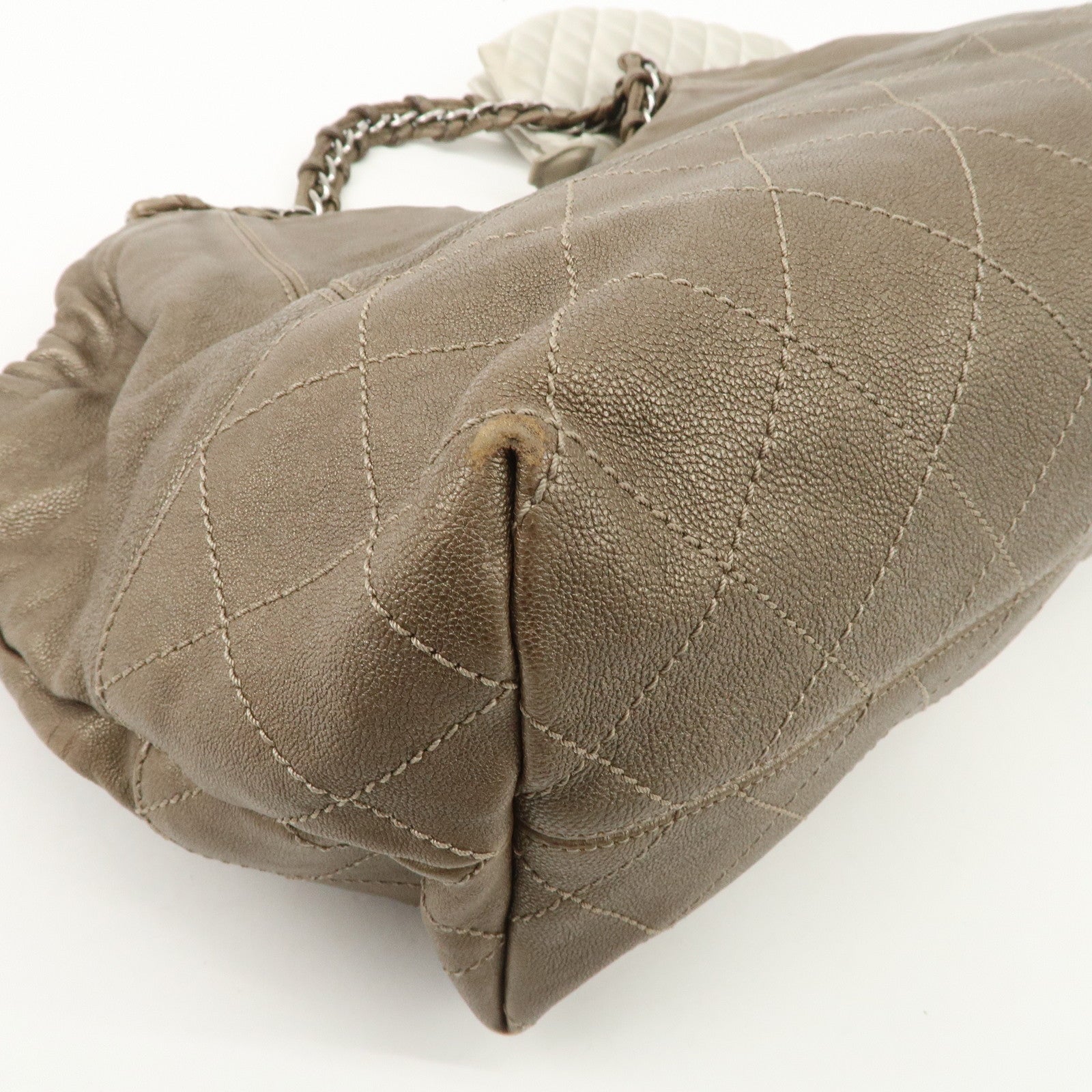 CHANEL COCO Cabas Matelasse Leather Chain Shoulder Bag Brown A33986 Used