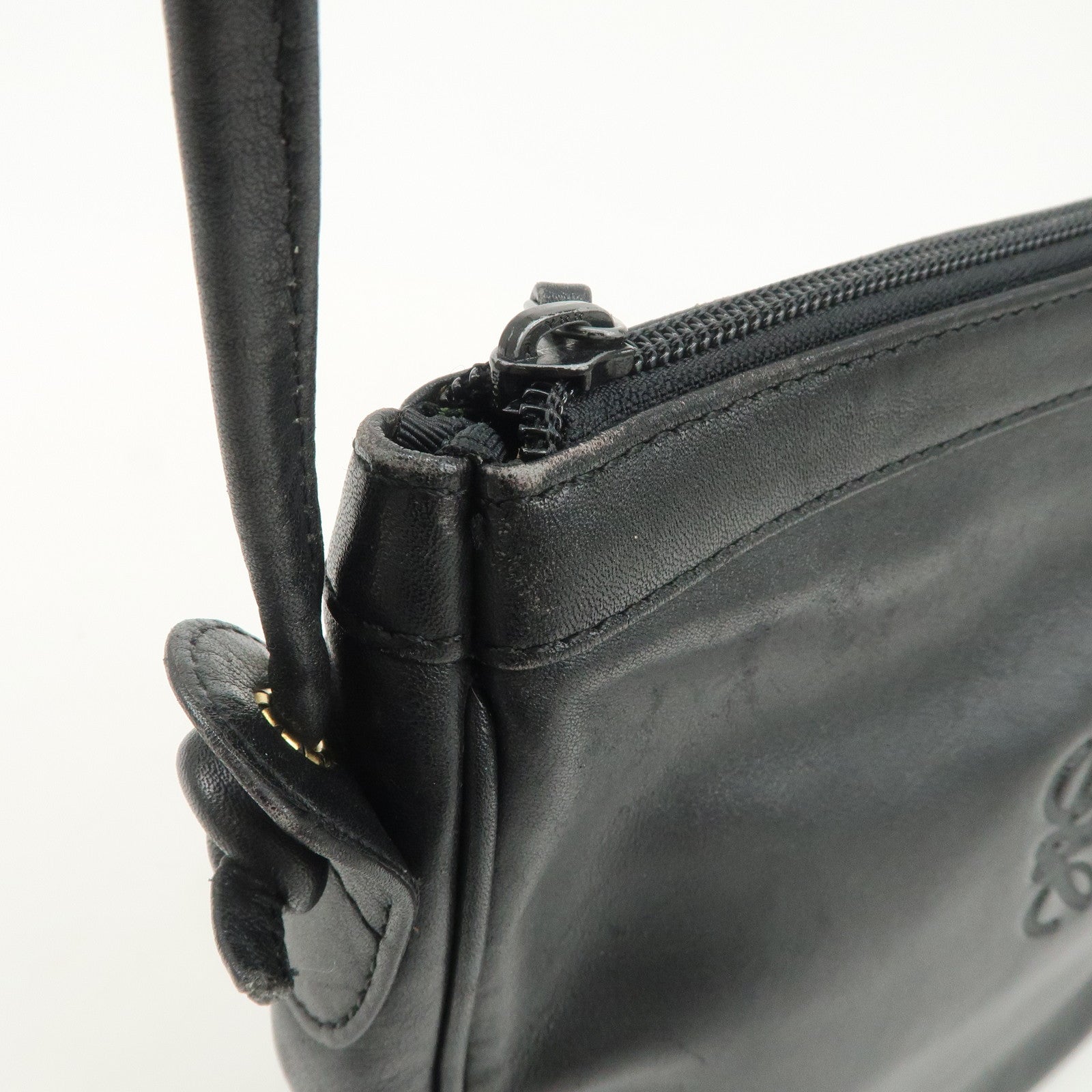 LOEWE Anagram Logo Leather Shoulder Bag Crossbody Bag Black