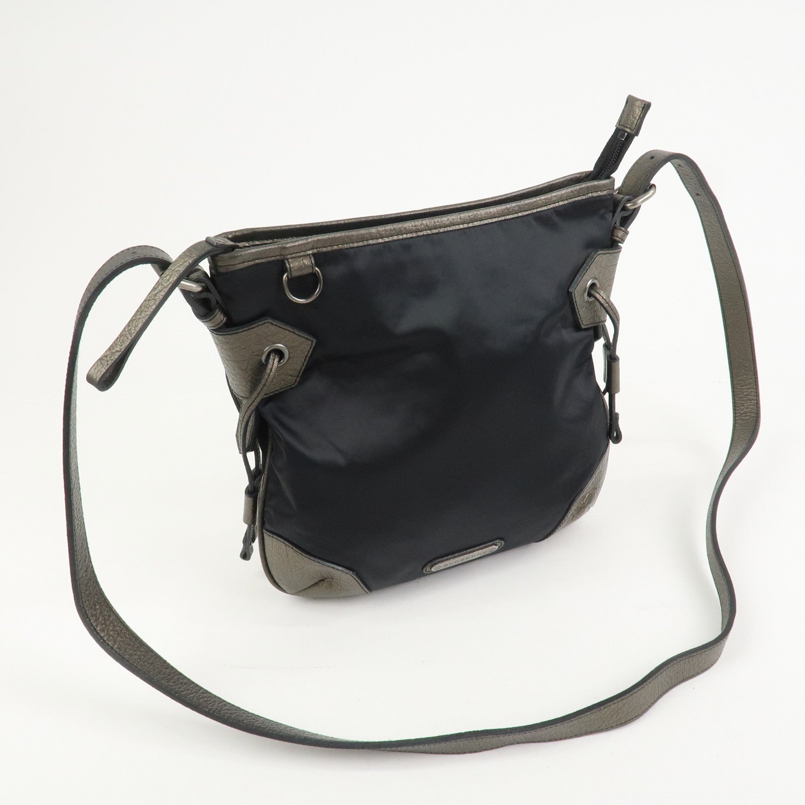BURBERRY Logo Nylon Leather Shoulder Bag Crossbody Black