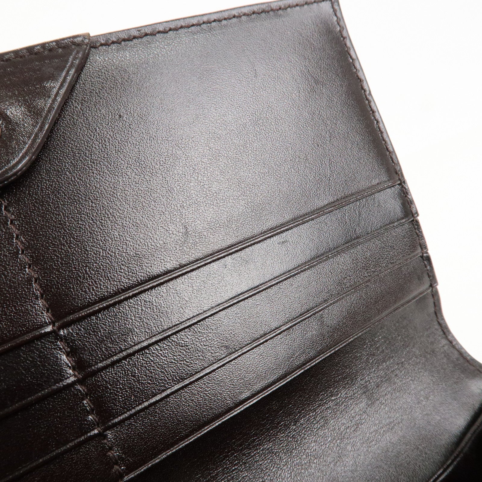 FENDI Zucca Canvas Leather Long Wallet Brown Black 8M0000 Used