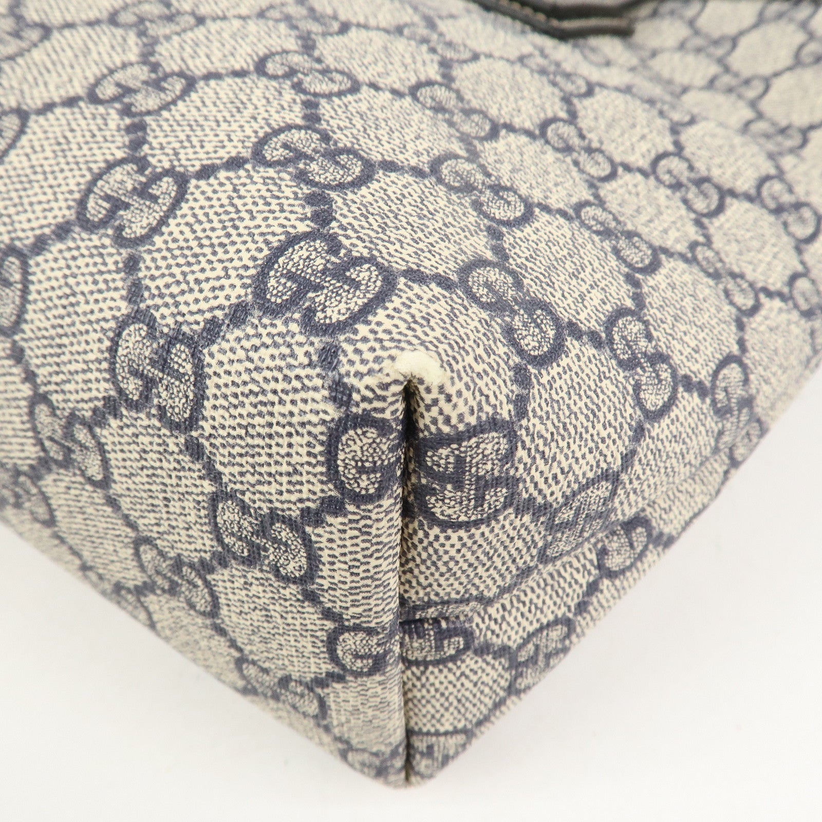 GUCCI GG Supreme PVC Leather Tote Bag Hand Bag Beige Black 211138