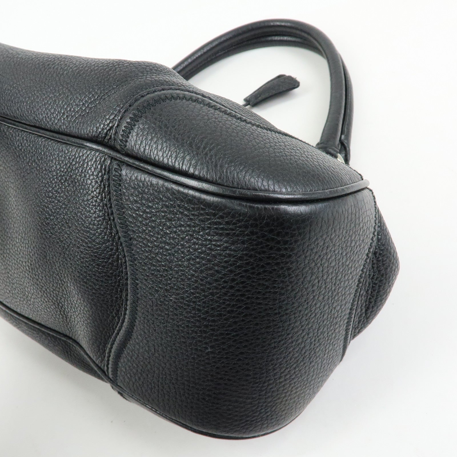 PRADA Sound Lock Leather Shoulder Bag Hand Bag Black B3595