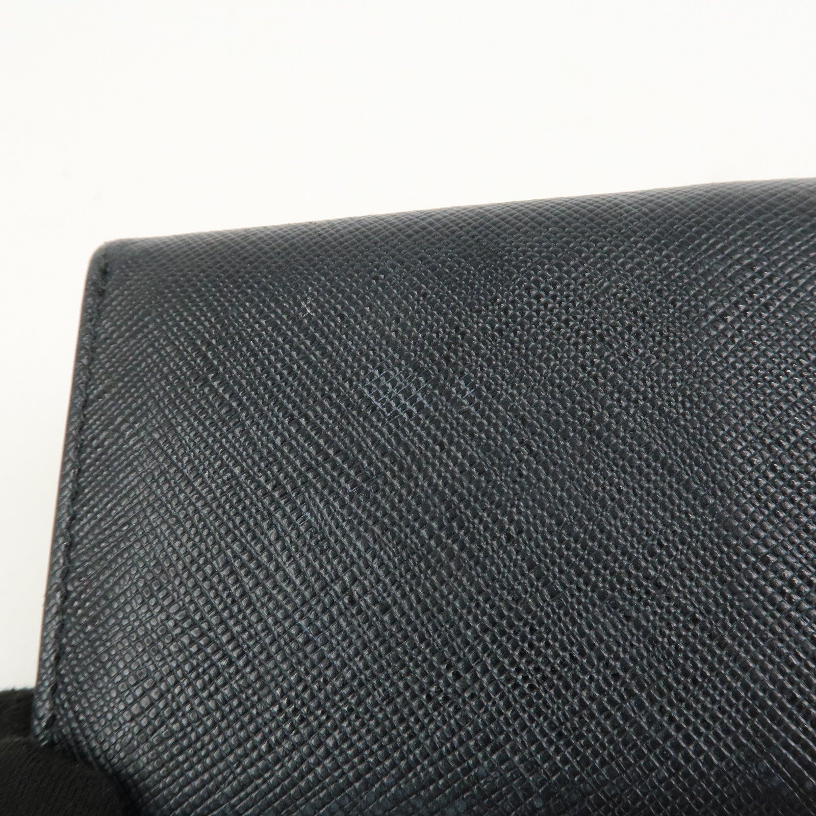 PRADA Triangle Logo Saffiano Leather Tri-fold Wallet Black 1MH021