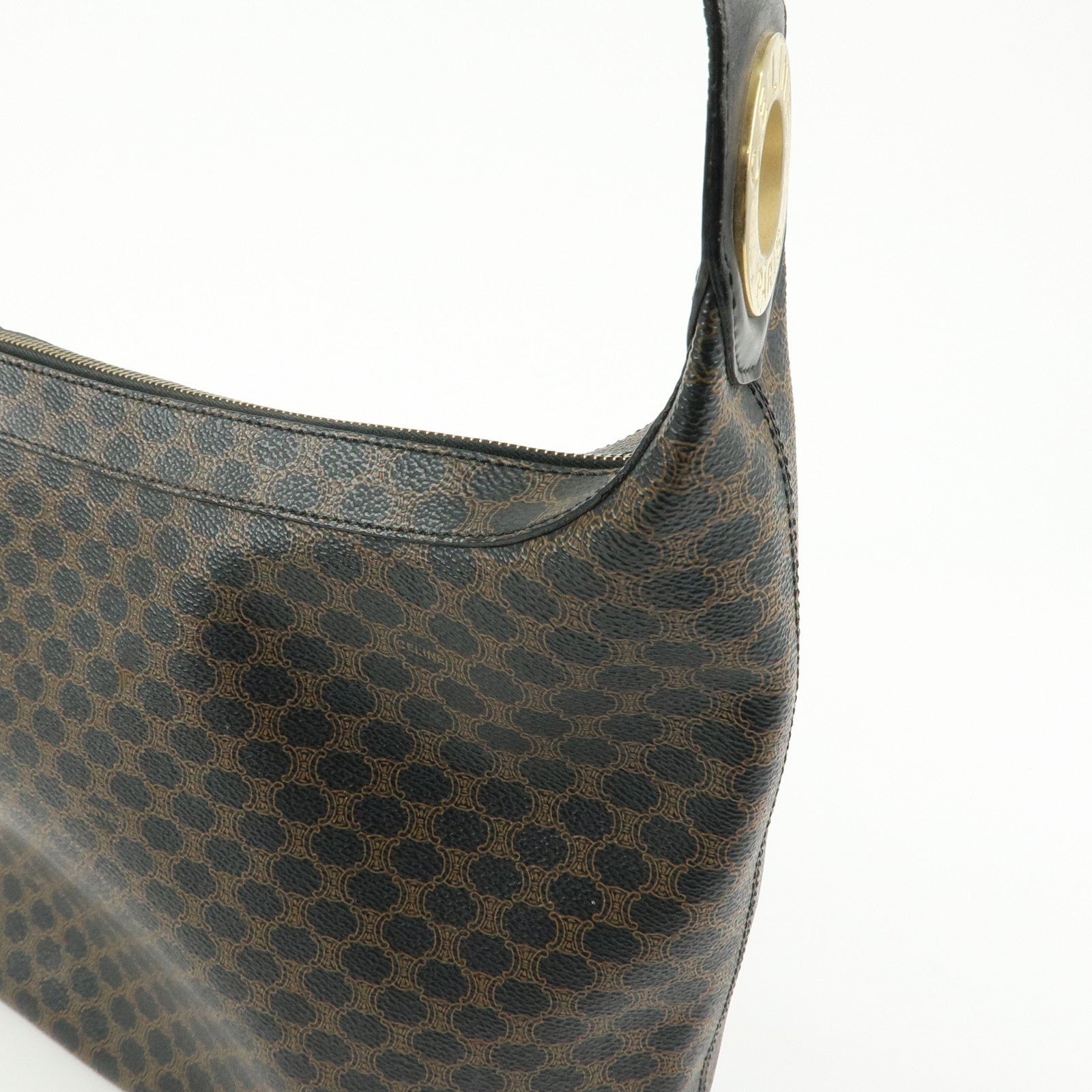 CELINE Macadam PVC Leather Shoulder Bag Crossbody Bag Black Brown