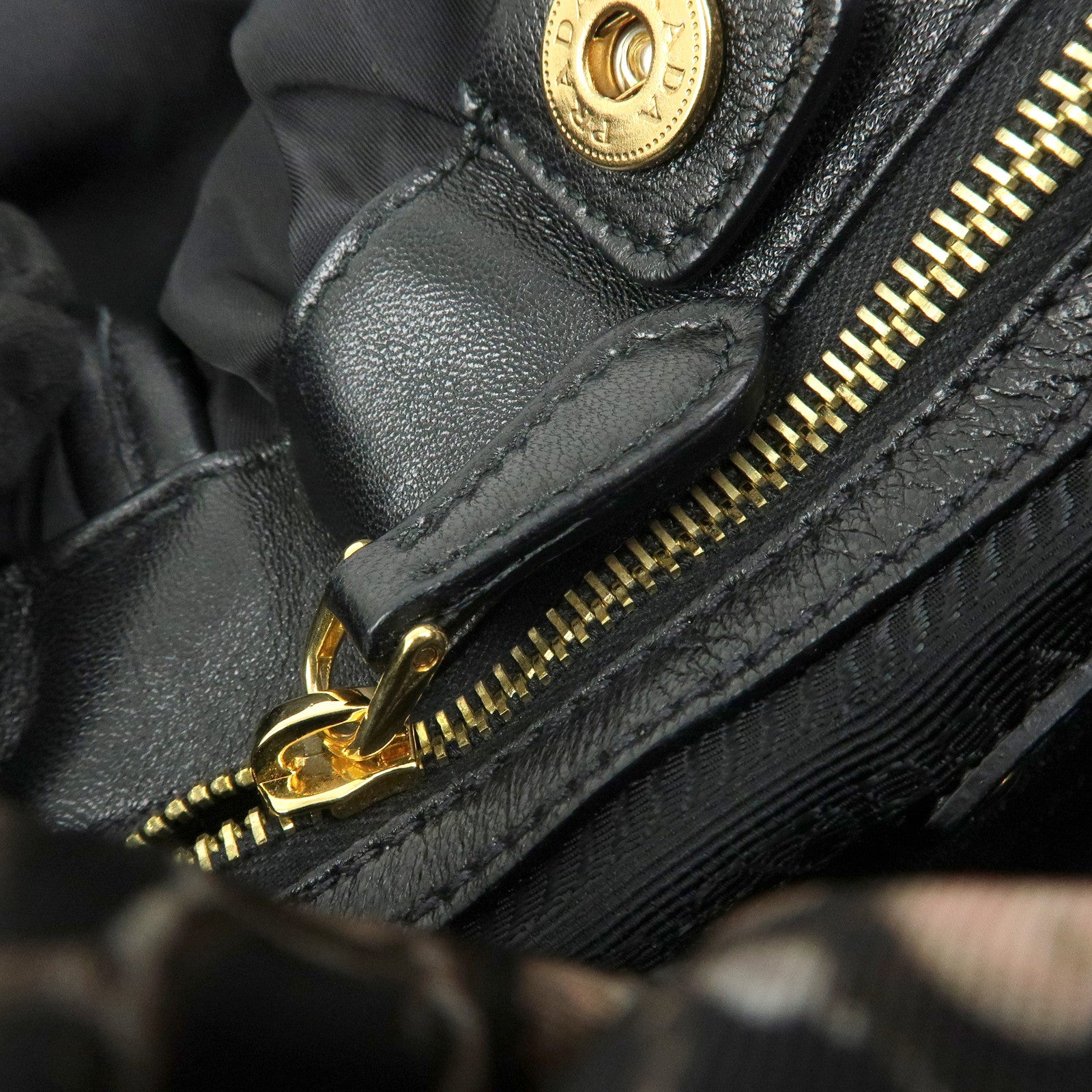 Prada Nylon Leather Ribbon Python Print Tote Bag Black Pink BR4206