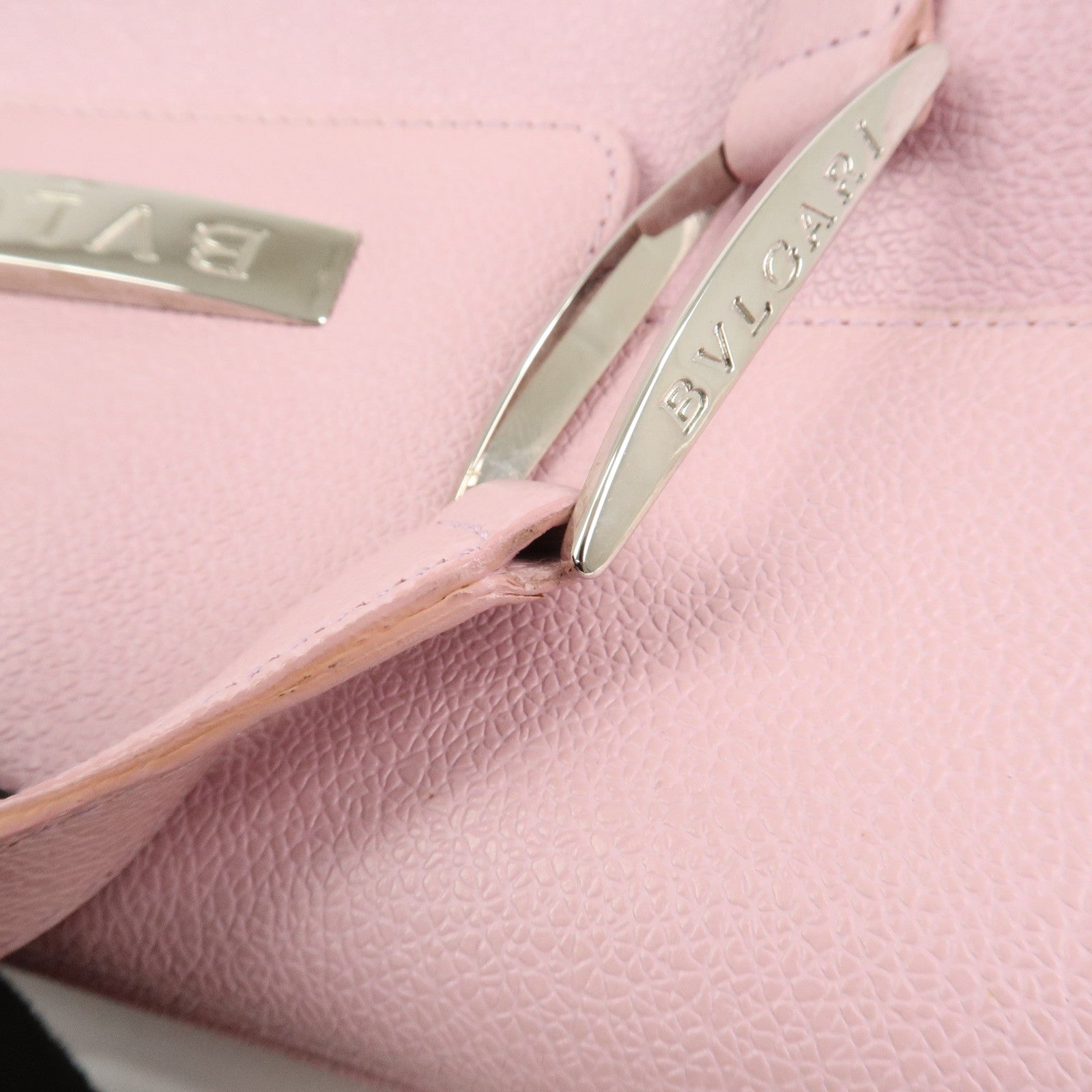 BVLGARI Logo Leather Shoulder Bag Hand Bag Pink