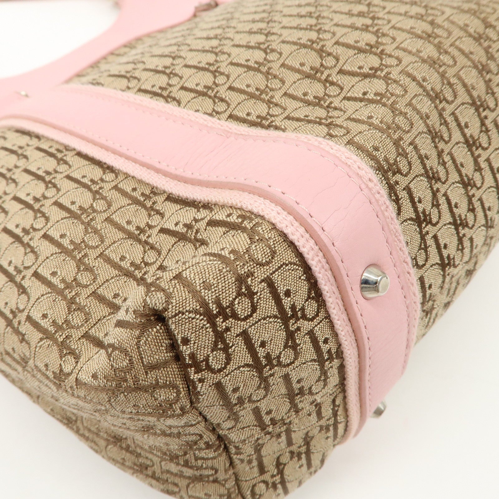 Christian Dior Trotter Street Chic Canvas Tote Bag Beige Pink