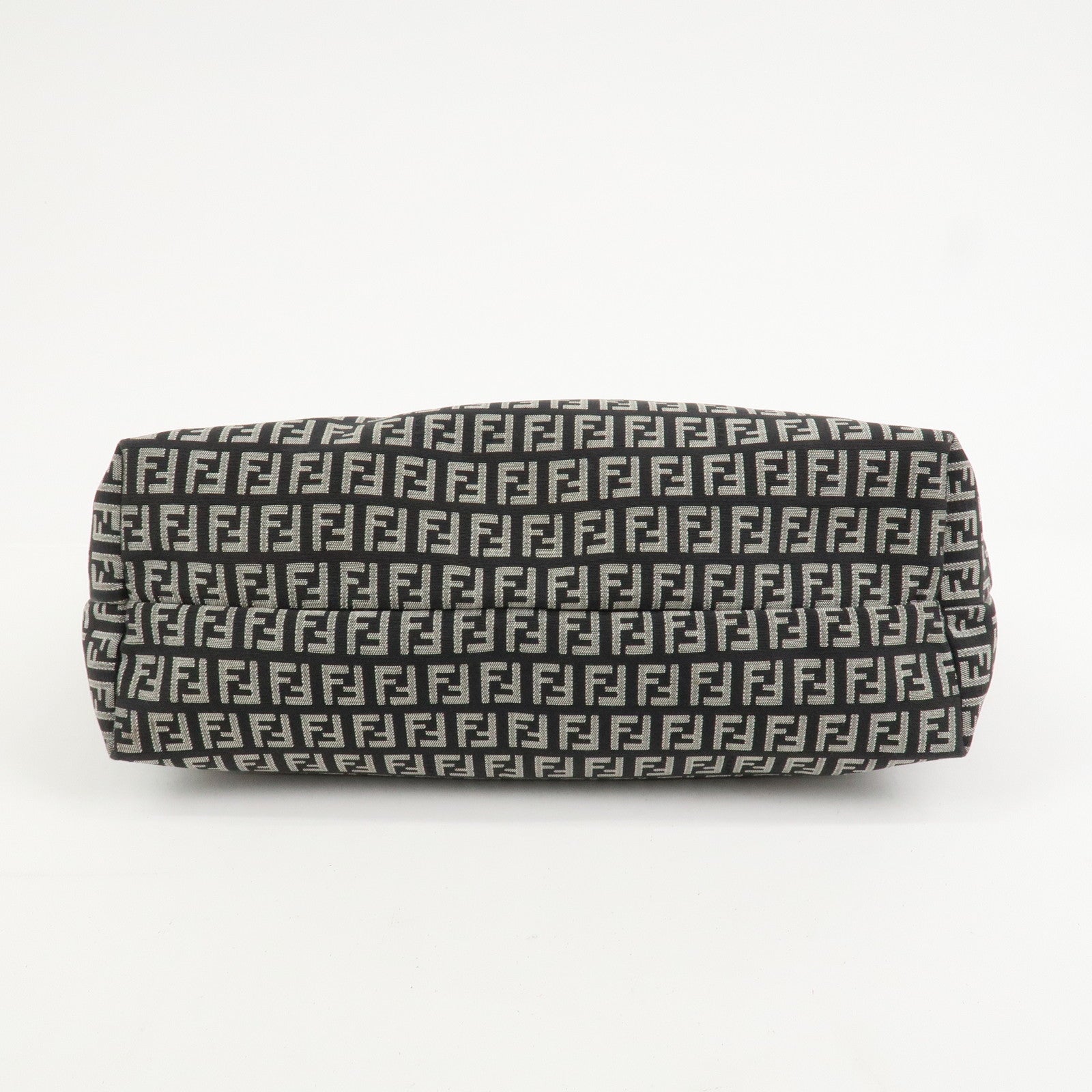 FENDI Zucchino Canvas Leather Tote Shoulder Bag Black Pink 8BH025