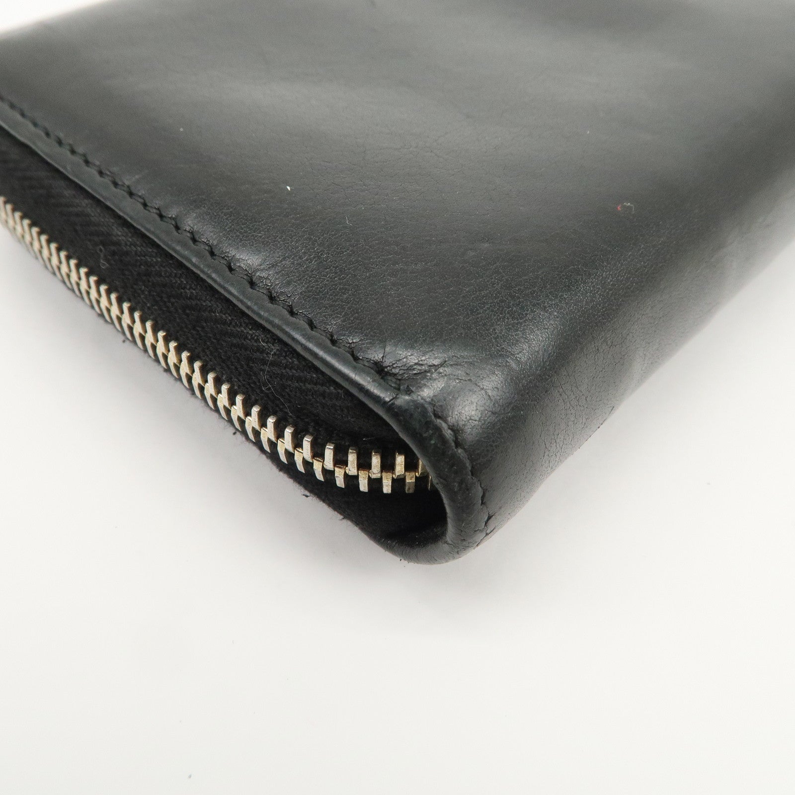 GUCCI Bamboo Logo Leather Round Zippy Wallet Black 224253