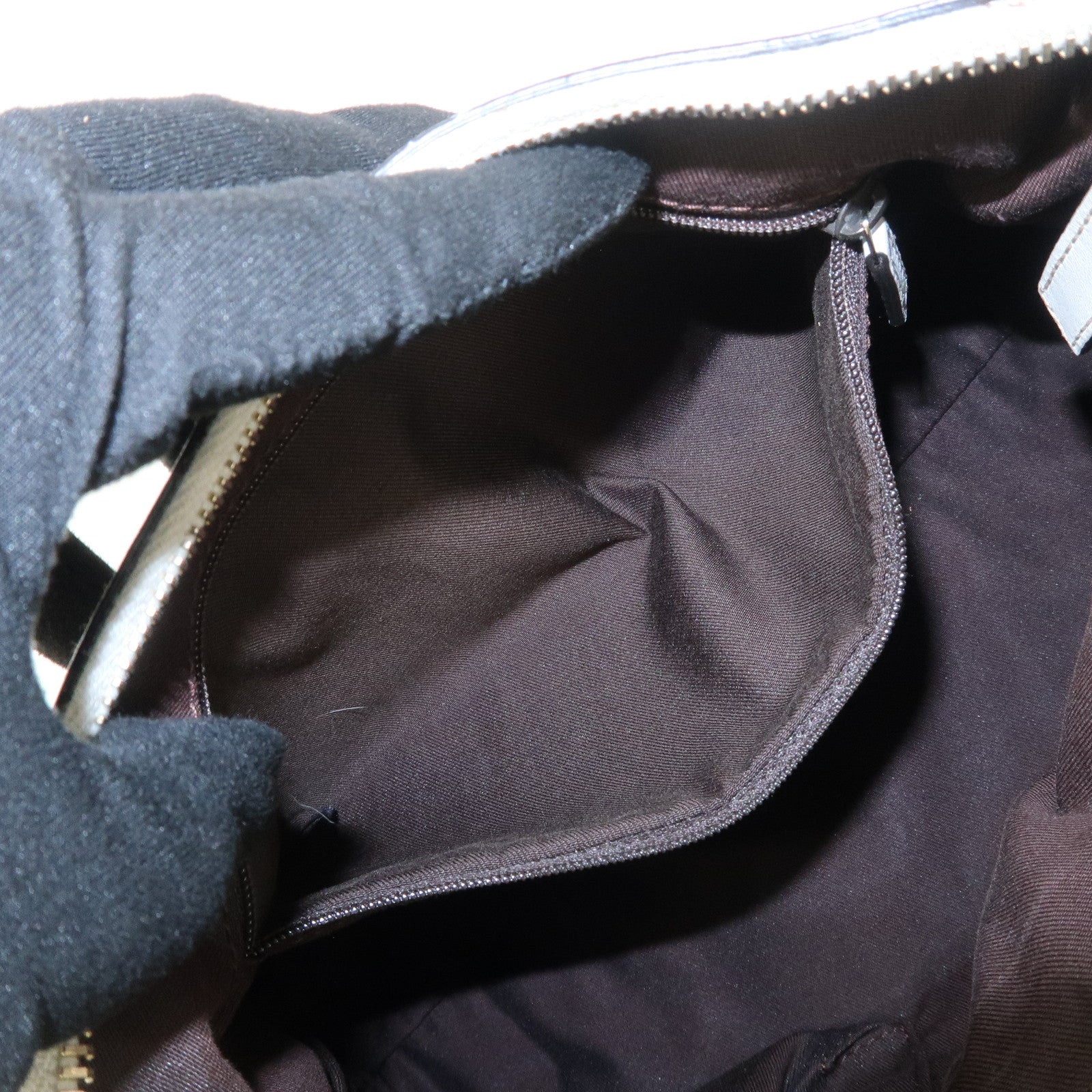 GUCCI Abbey Leather GG Canvas Shoulder Bag Beige White 190525