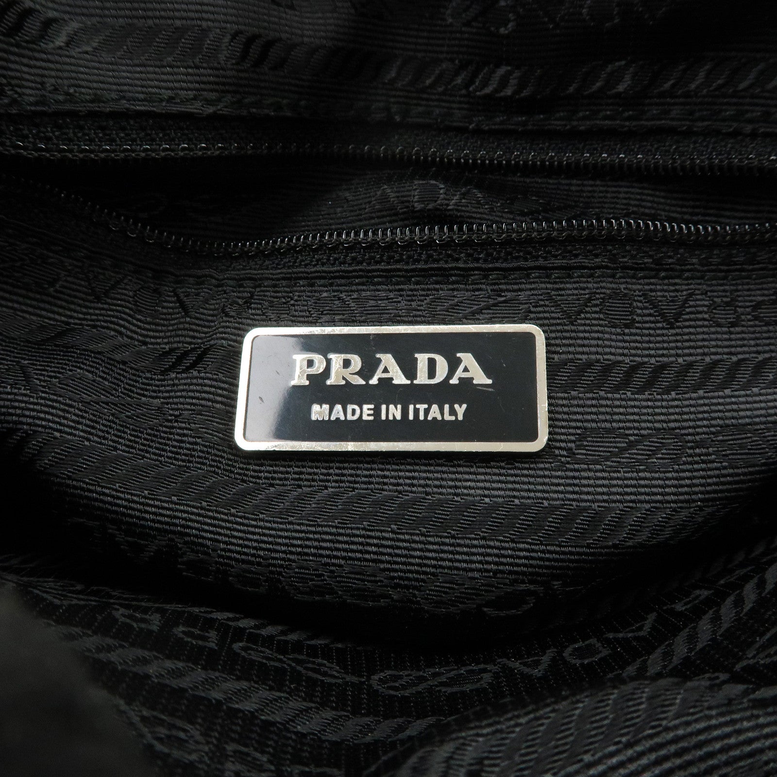 PRADA Triangle Logo Leather Nylon Shoulder Bag Black BT0169