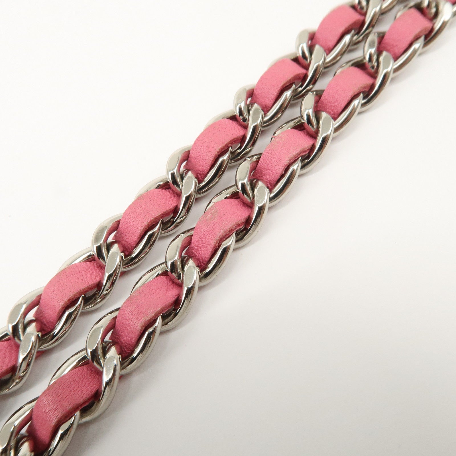 CHANEL Matelasse Leather COCO Mark Chain Shoulder Bag Pink Used