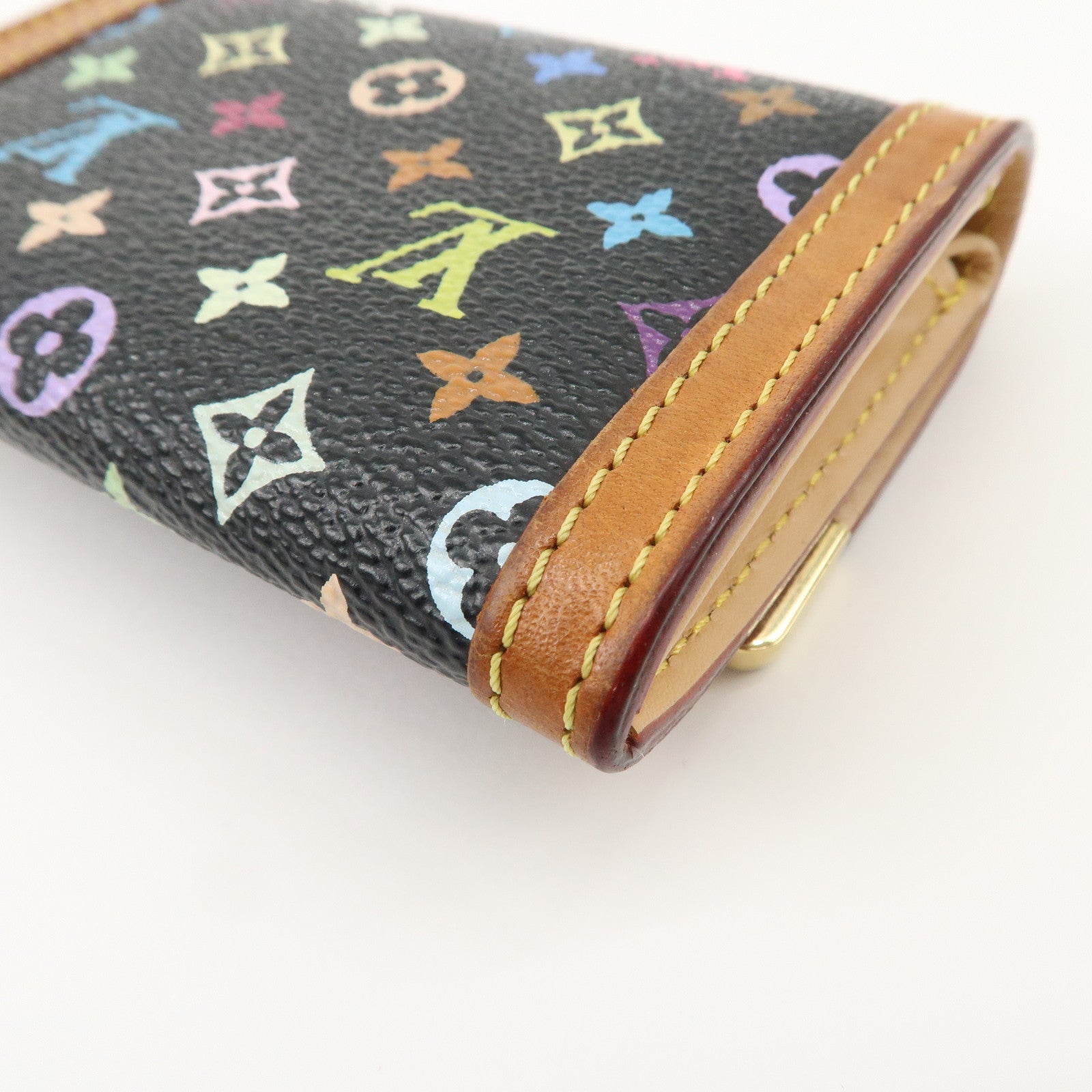 Louis Vuitton Monogram Multicolor Porte Monnaie Plat Coin Case Noir M92656 Used