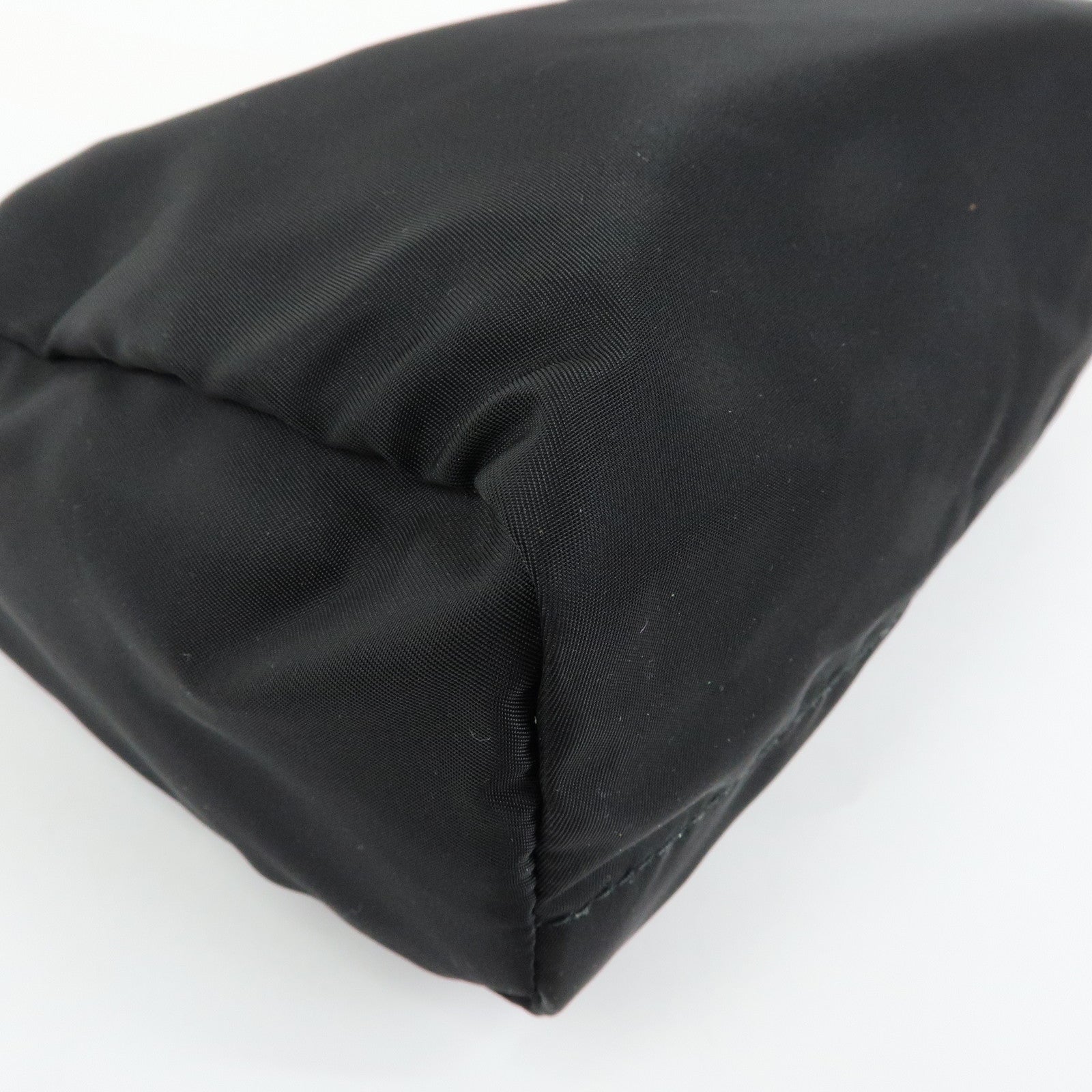 PRADA Triangle Logo Nylon Cosmetic Pouch Makeup Bag Black