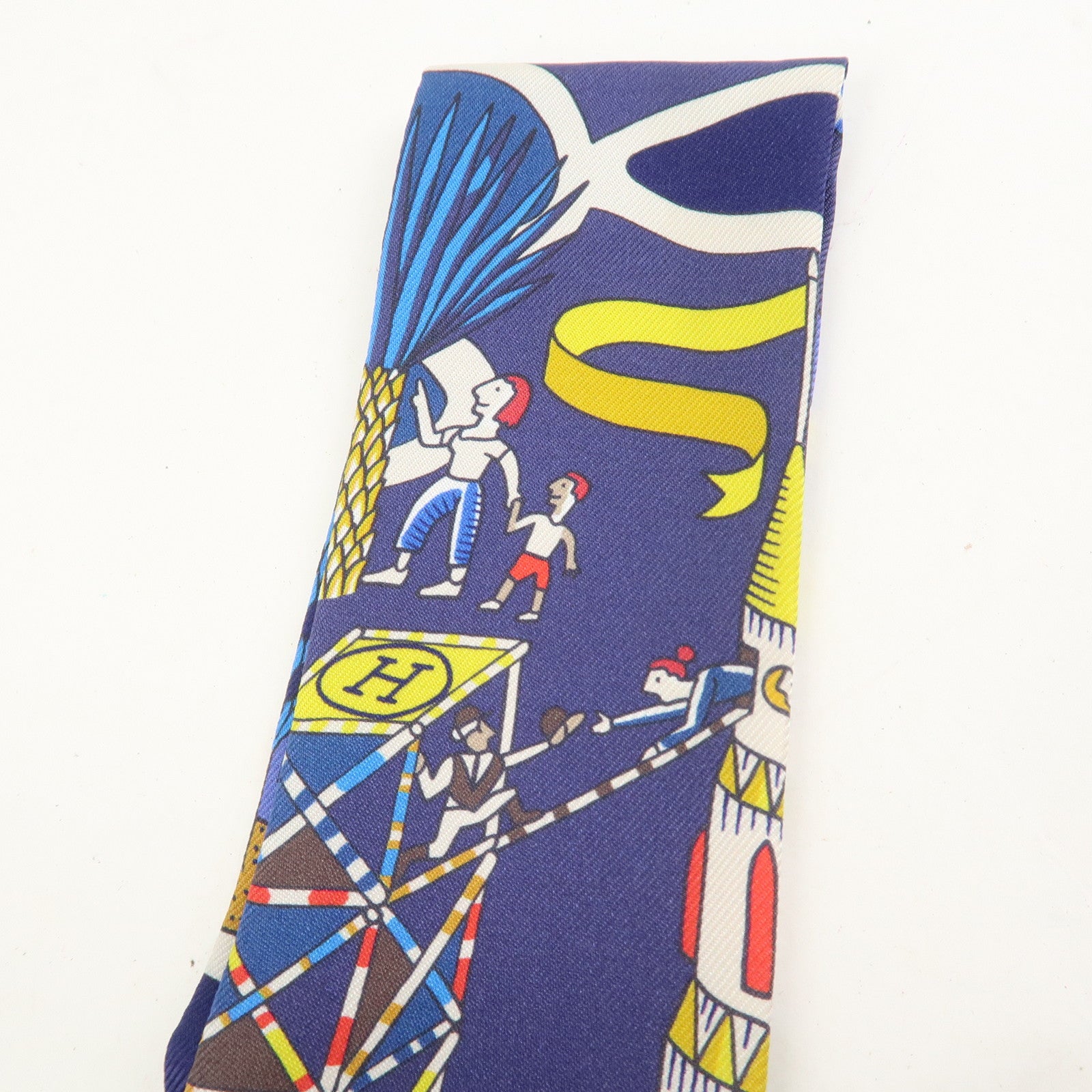 HERMES Twilly Silk 100% Scarf Exposition Universelle Multicolor