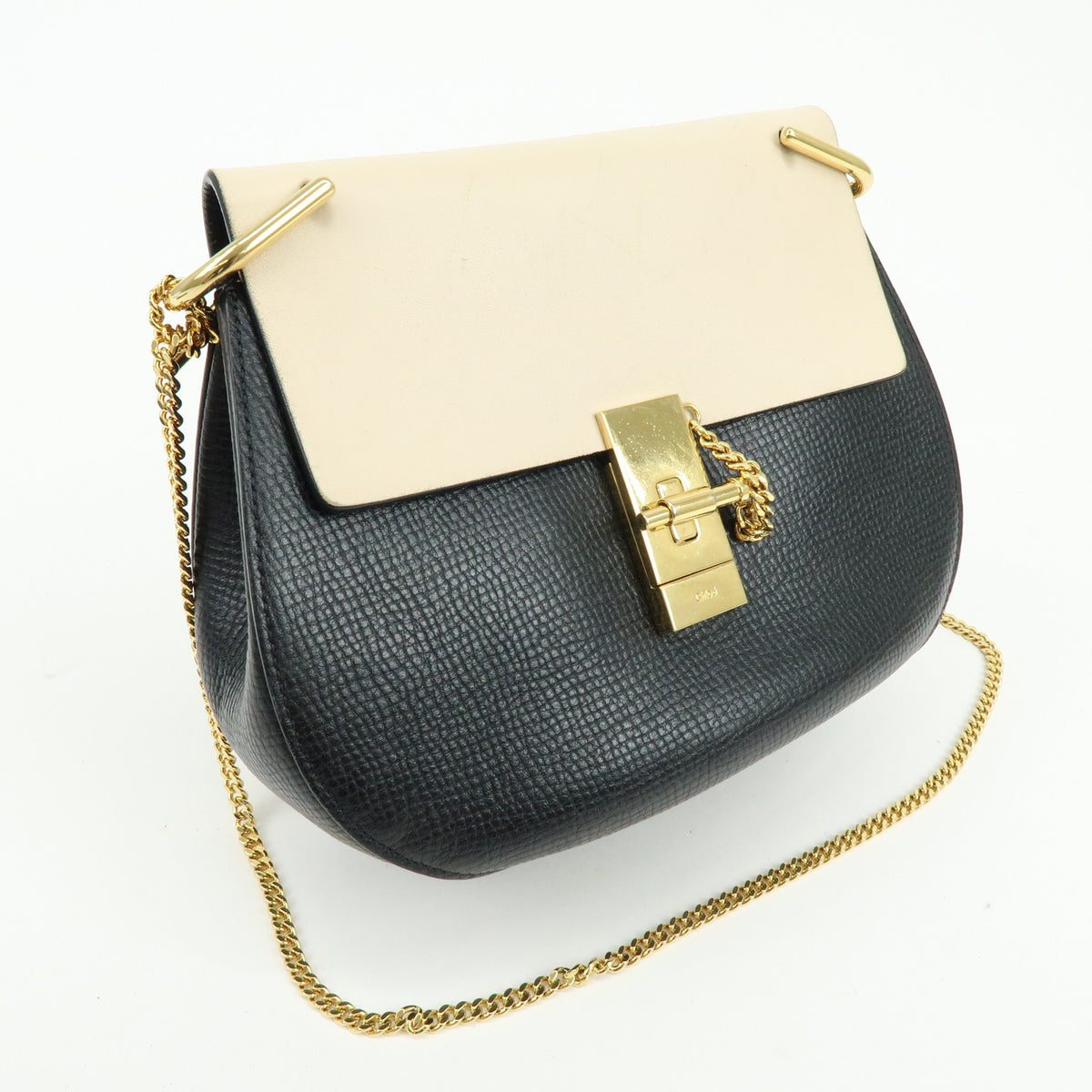 Chloe Drew Leather Shoulder Bag Crossbody Bag Black Ivory