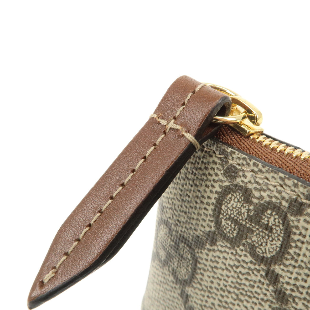 GUCCI GG Supreme Leather Coin Case Coin Pouch Beige Brown 447964 Used