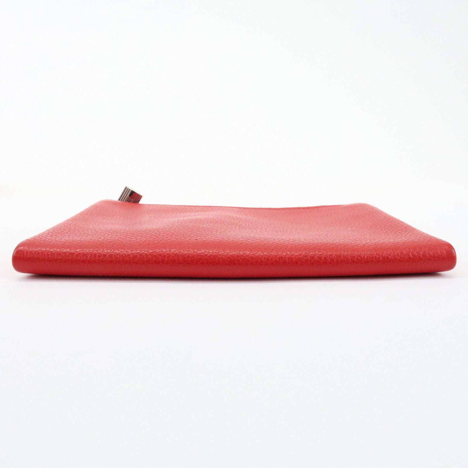 HERMES Logo Leather Atout PM Pouch Cosmetic Pouch Red