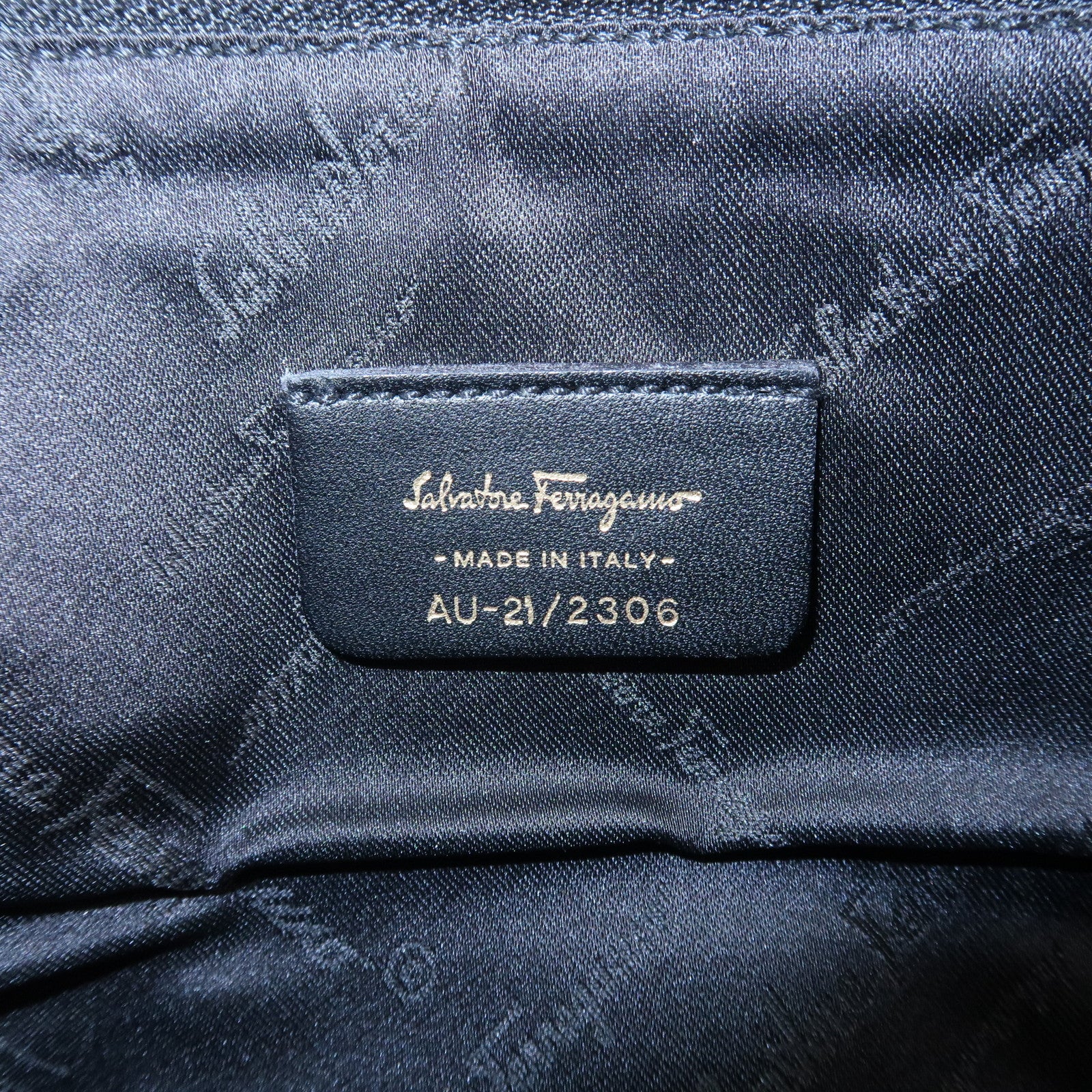 Ferragamo Ganchini Canvas Leather Shoulder Bag Hand Bag Black Used
