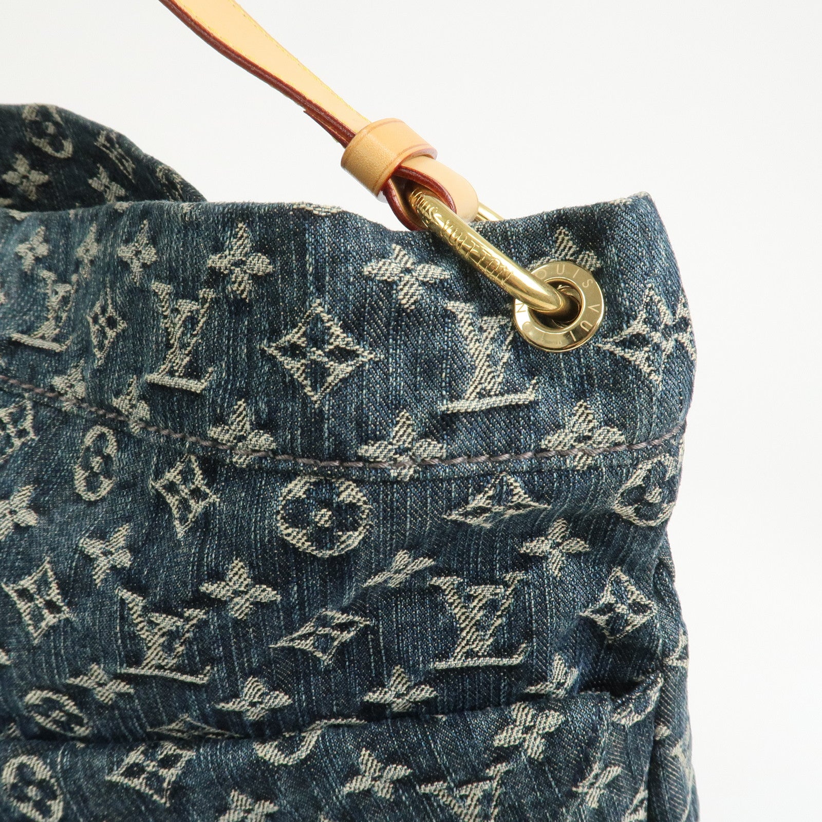 Louis Vuitton Monogram Denim Daily GM Shoulder Bag Gris Bleu M40493