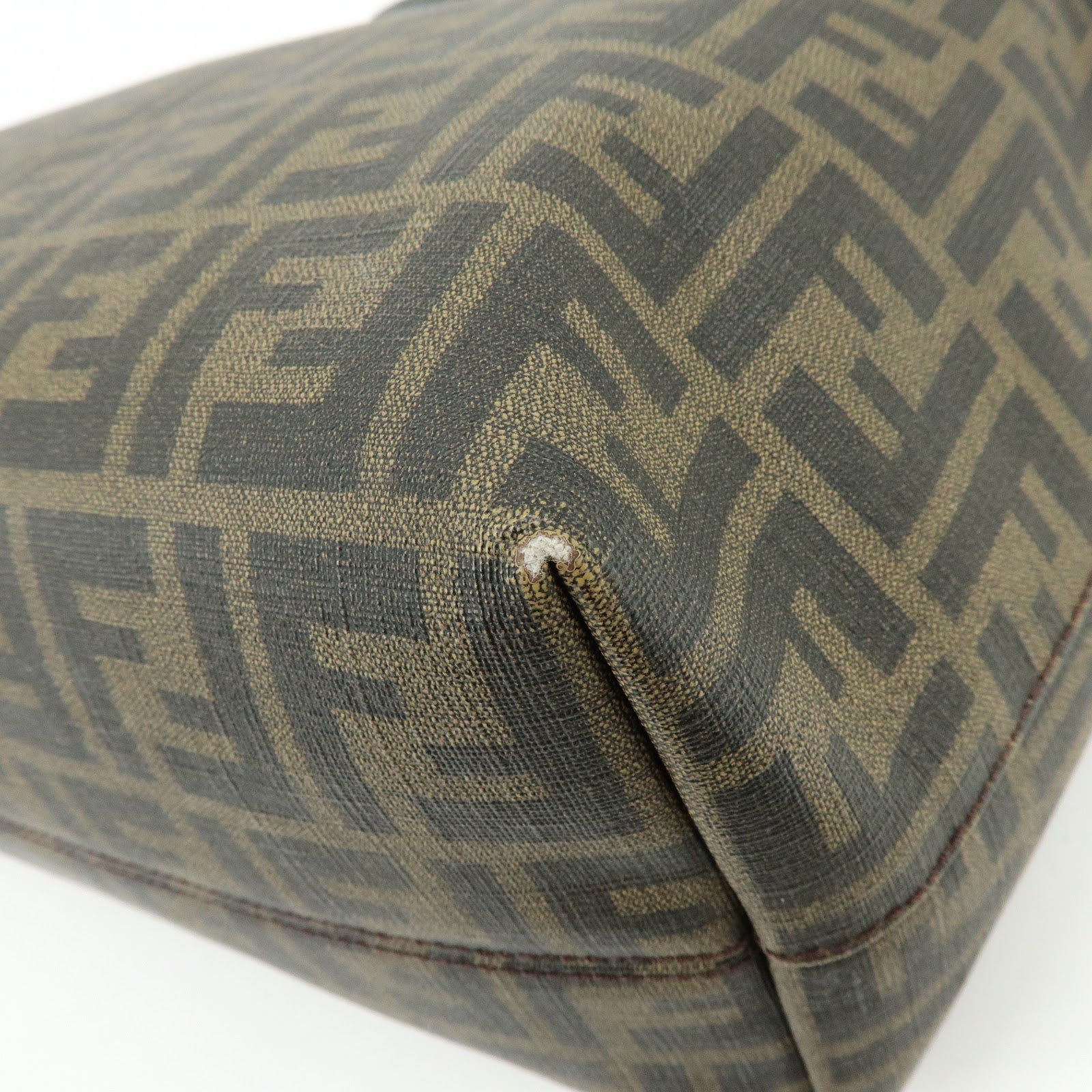 FENDI Zucca Logo Print PVC Leather Tote Bag Brown Black 8BH185
