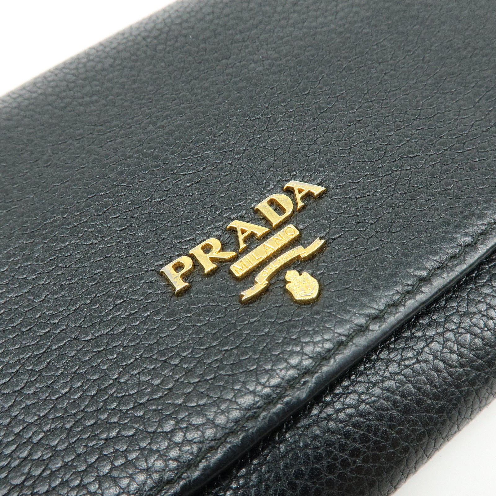 PRADA Saffiano Leather Chain Wallet Shoulder Bag Black 1M1290