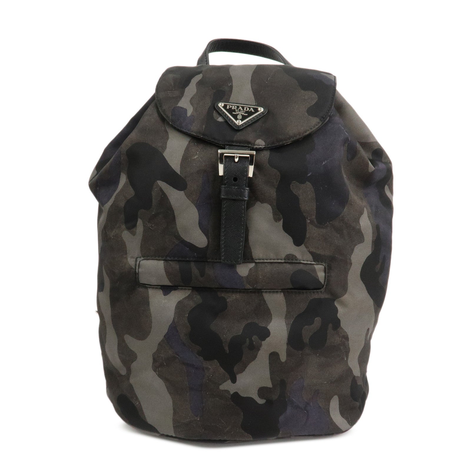 PRADA Triangle Logo Nylon Camouflage Backpack Ruck Sack BZ0032