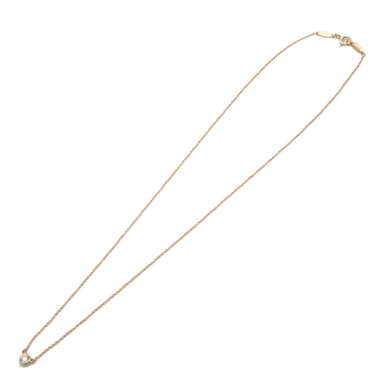 Tiffany & Co By The Yard 1P Diamond Necklace K18 750YG Yellow Gold