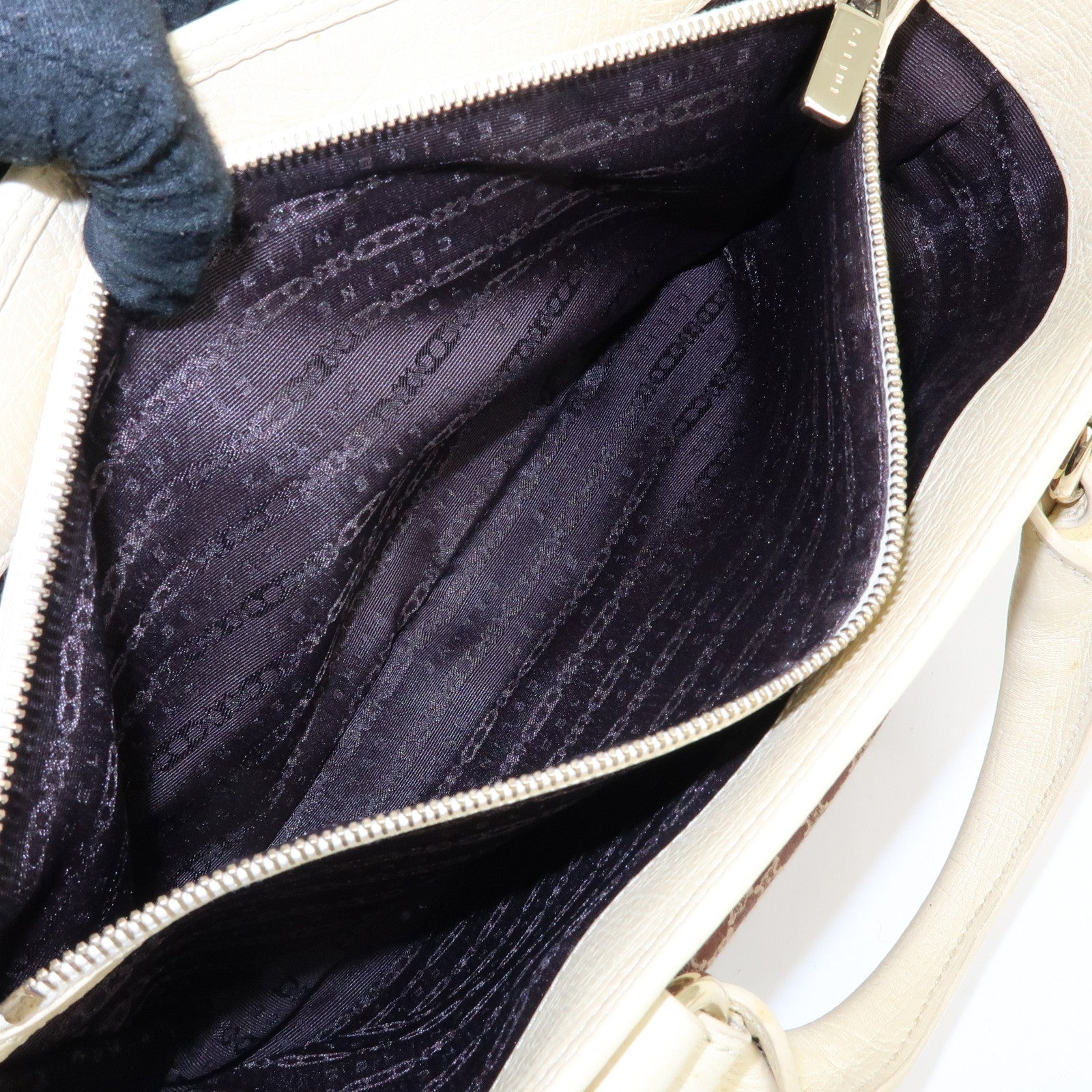CELINE Macadam Boogie Bag Canvas Leather Hand Bag Tote Bag Brown