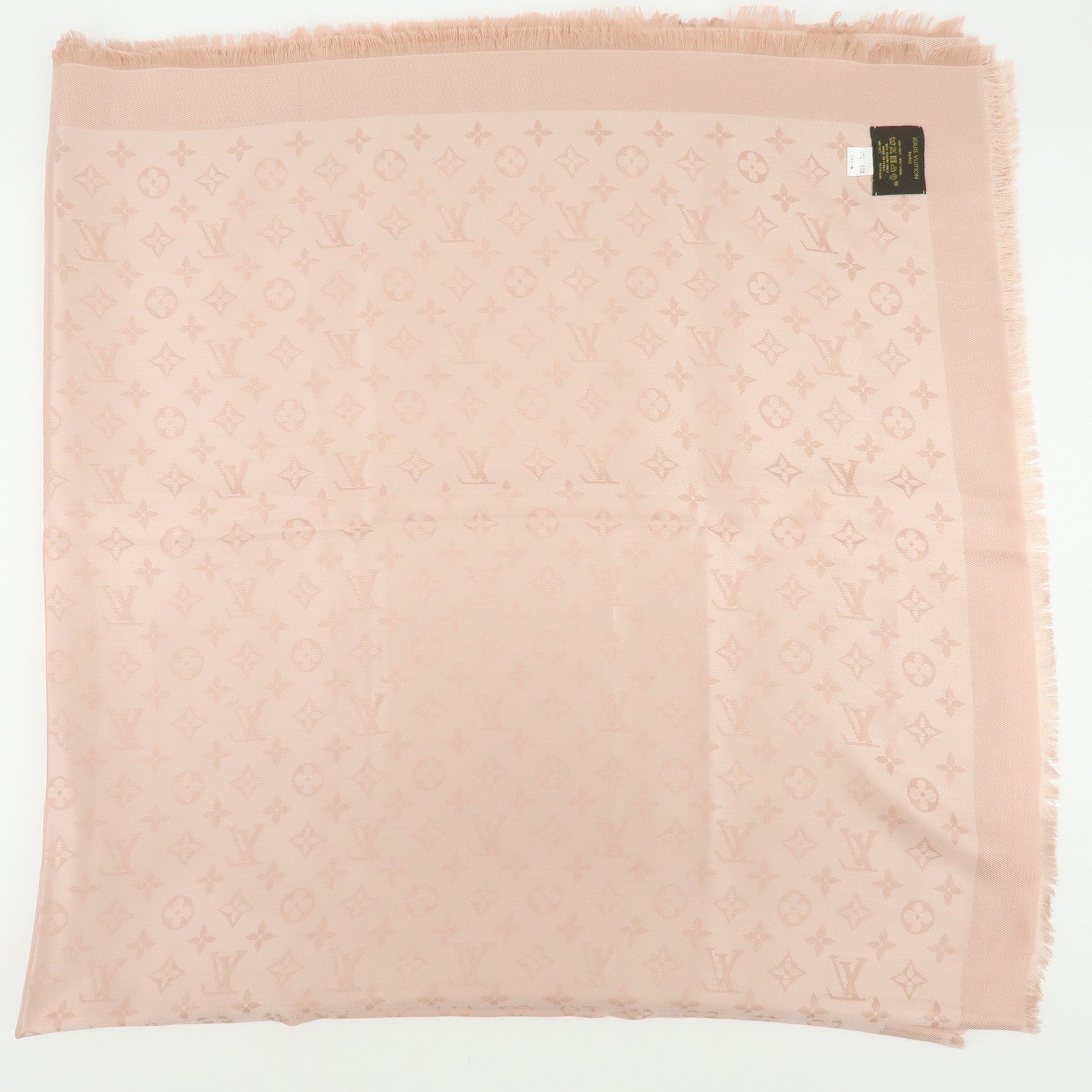 Louis Vuitton Monogram Silk Wool Scarf Shawl Pink M74441