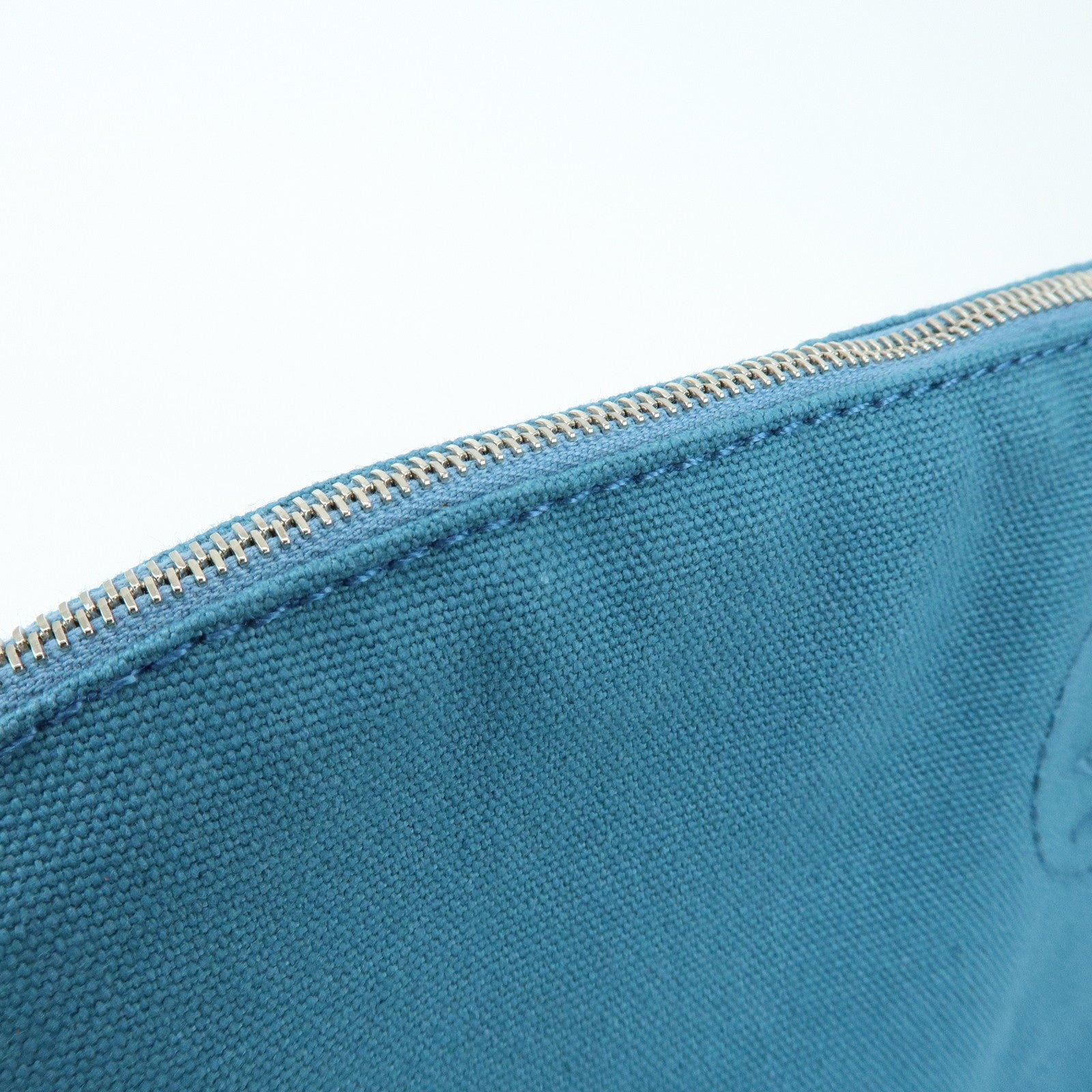 HERMES Cotton Canvas Bolide Cosmetic Pouch TGM Pouch Blue