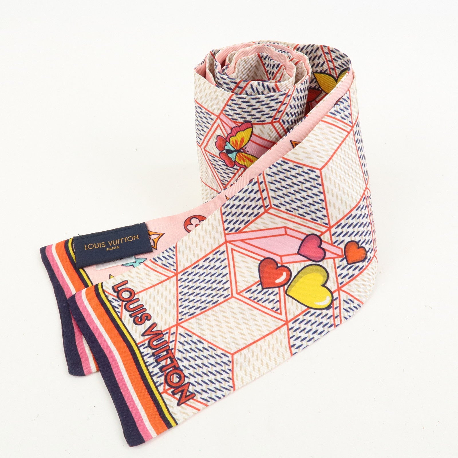 Louis Vuitton Bandeau Damier Pop-up Silk 100% Scarf Pink M77697