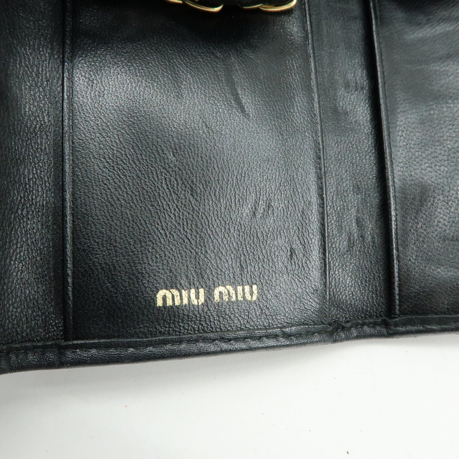MIU MIU Set of 3 Leather Wallet Key Case Pink Black Light Brown