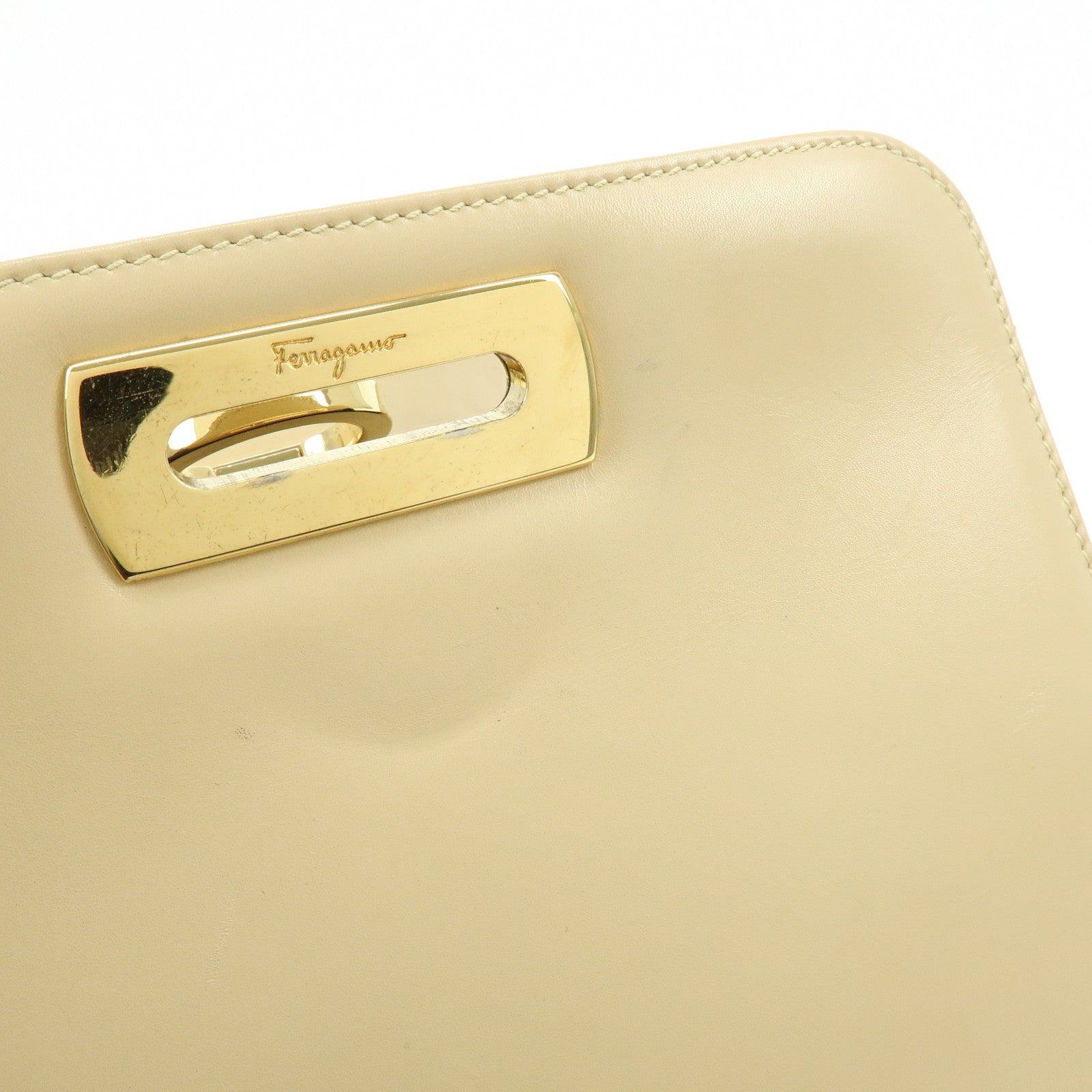 Ferragamo Gancini Leather Shoulder Bag Crossbody Bag Beige