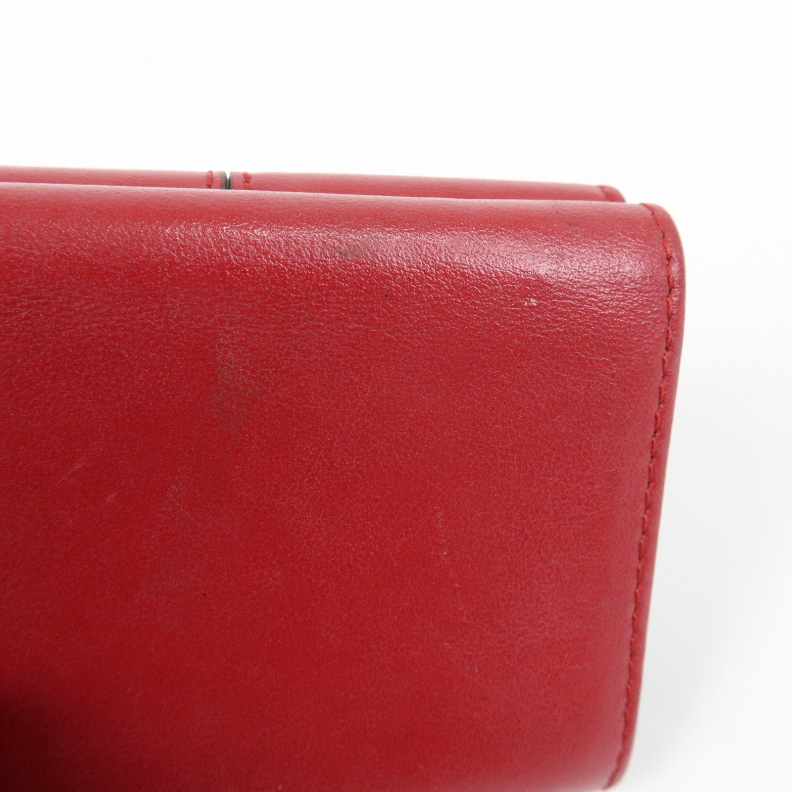 FENDI Peekaboo Leather Compact Trifold Wallet Red 8M0445
