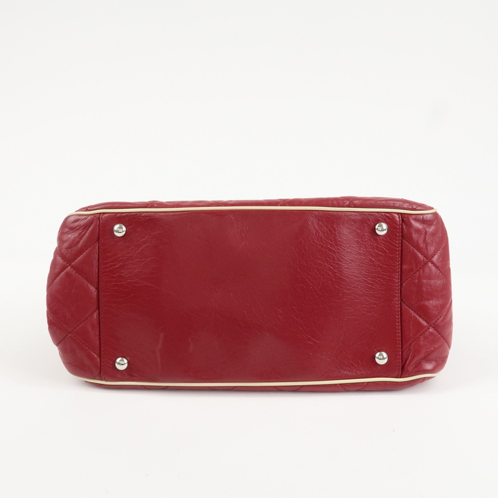 CHANEL 2.55 Lamb Skin Leather Chain Shoulder Bag Red Used