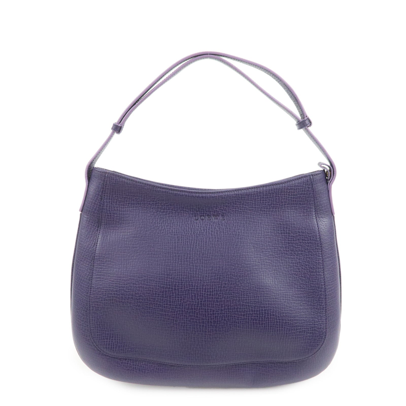 LOEWE Leather Shoulder Bag Hand Bag Purple