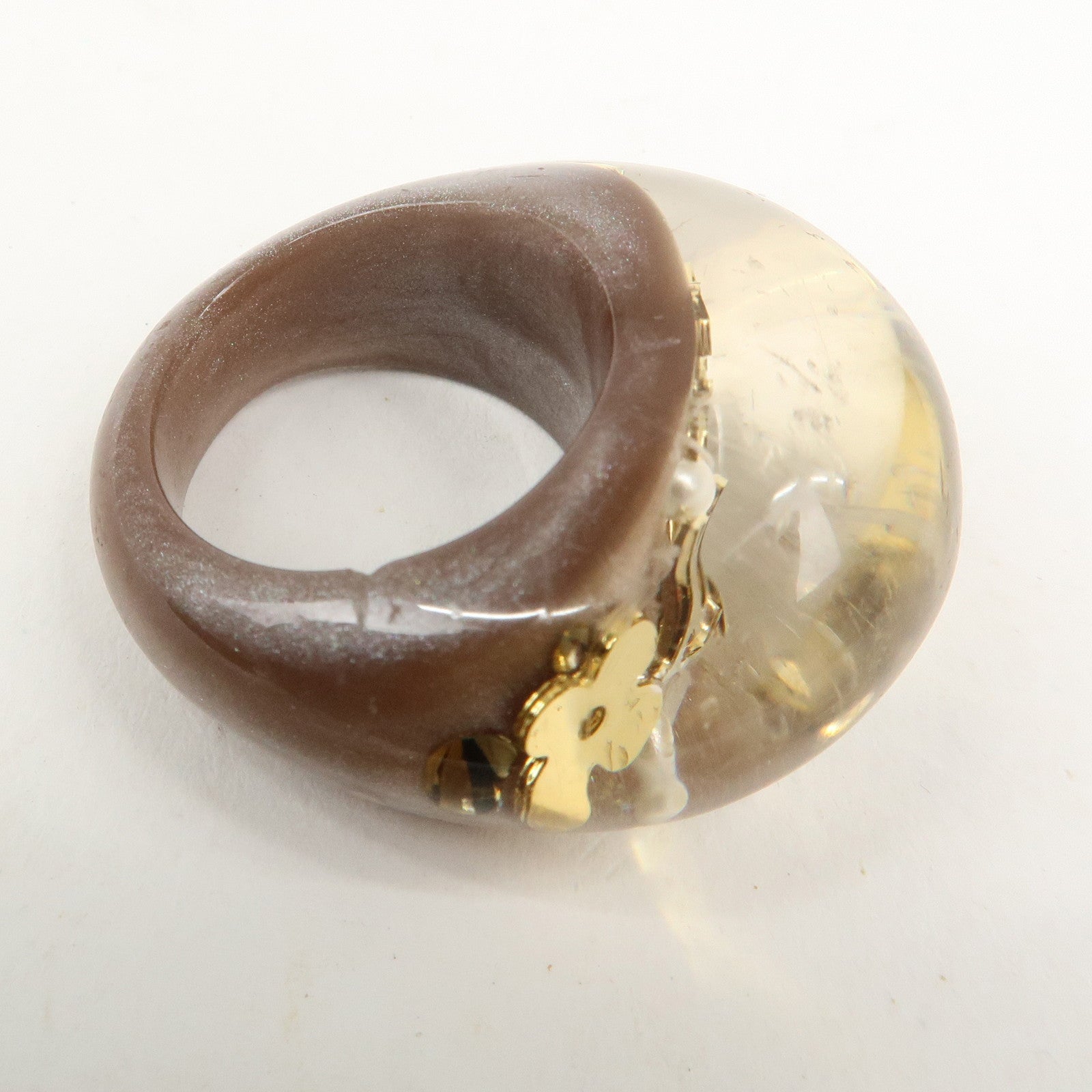 Louis Vuitton Monogram Bague Inclusion Resin Ring M #12 Brown